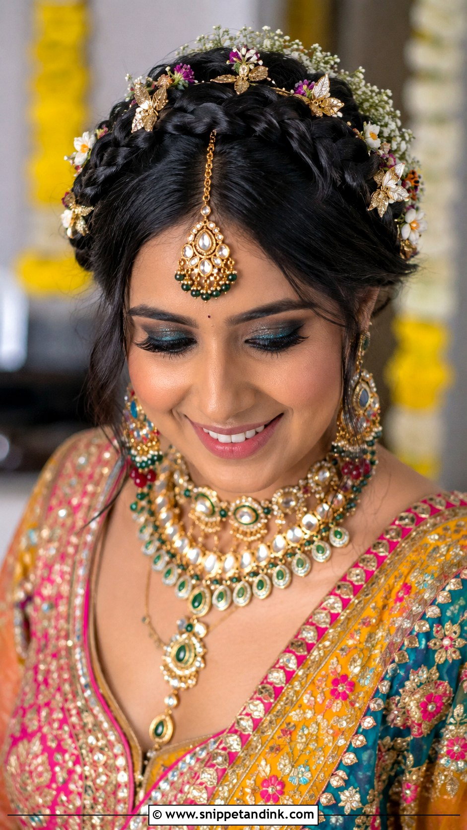 Waterfall Braid for Mehendi Bride - Snippet and Ink - 20 Mehendi Bride Hairstyle Ideas
