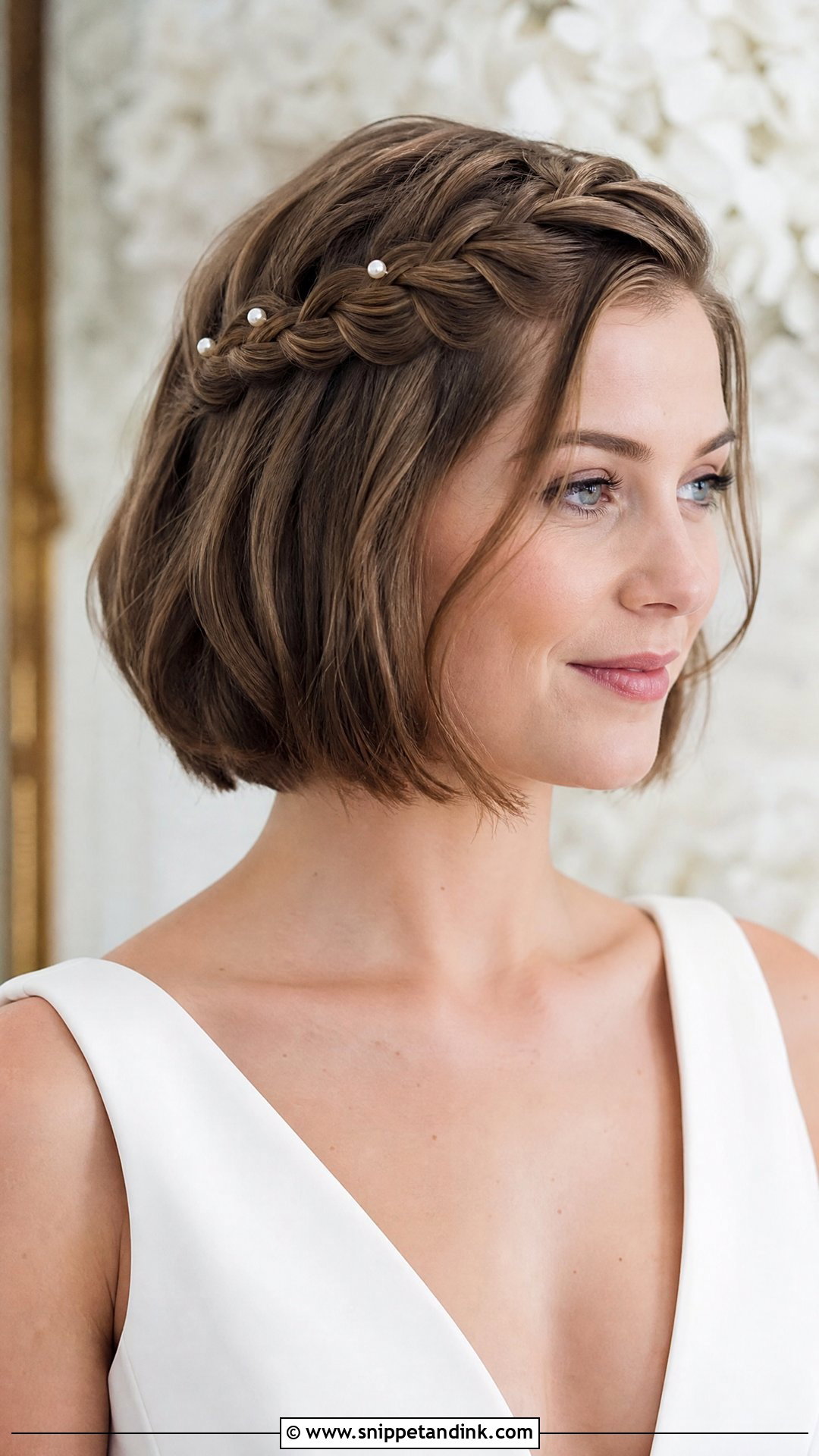 Waterfall Braid for Short Hair Brides - Snippet and Ink - 20 Waterfall Braid Wedding Hair Ideas