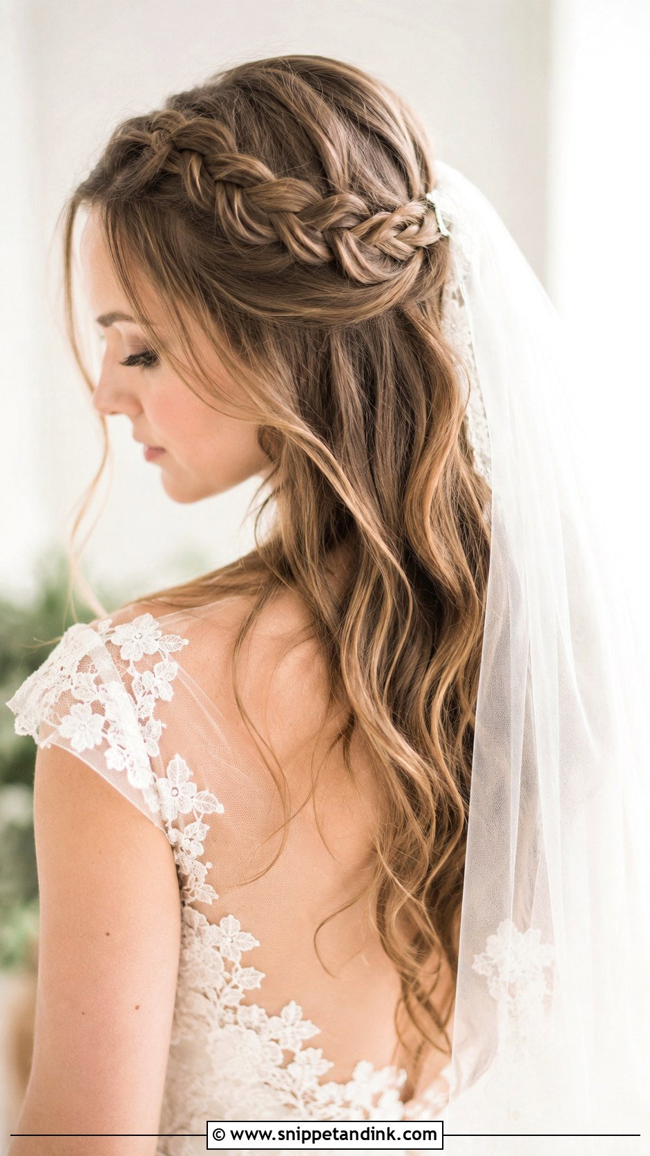 Waterfall Braid with Veil - Snippet and Ink - 20 Wedding Hair with Braids