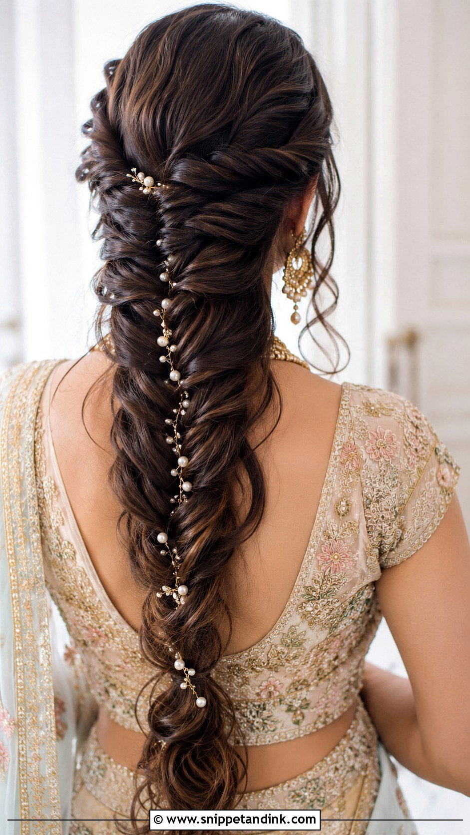 Waterfall Fishtail Braid Hairstyle - Snippet and Ink - 20 Indian Wedding Waterfall Hairstyle Ideas