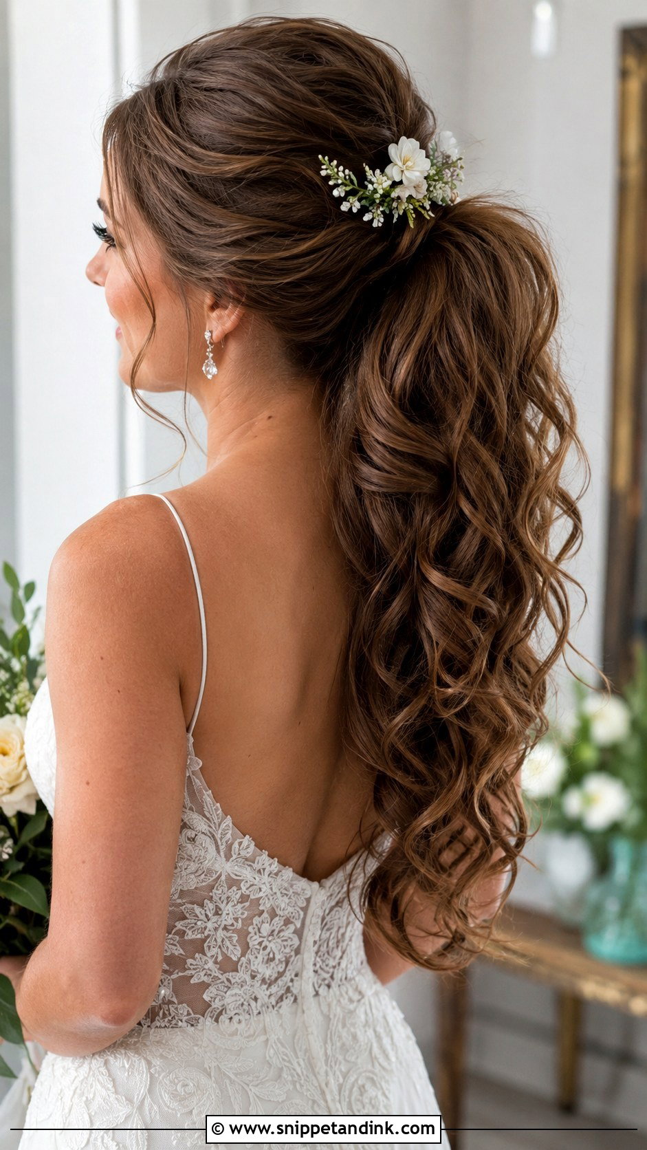 Waterfall Ponytail Bridal Look - Snippet and Ink - 20 Ponytail Wedding Hairstyle Ideas