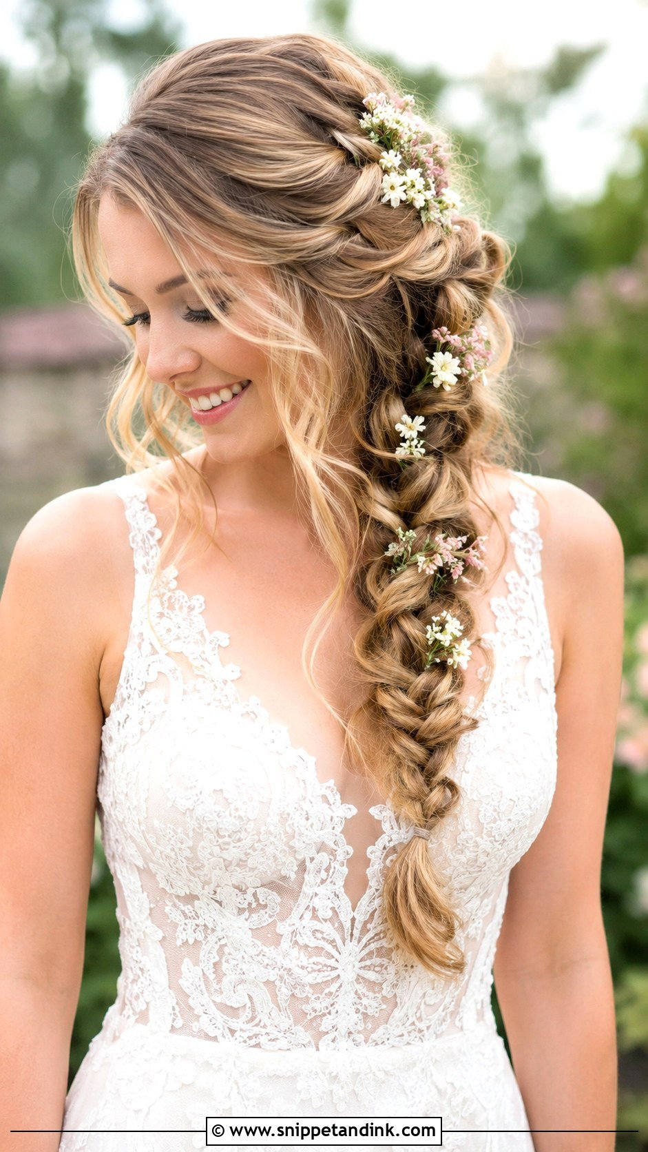 Waterfall Side Braid for Wedding - Snippet and Ink - 20 Side Braid Hairstyles for Wedding