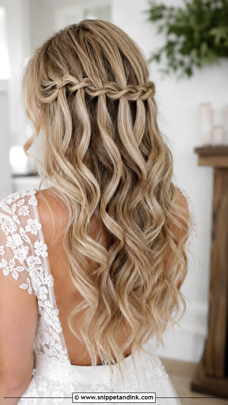 Waterfall Wedding Hair Down Braid - Snippet and Ink - 15 Wedding Hair Down Braid Ideas