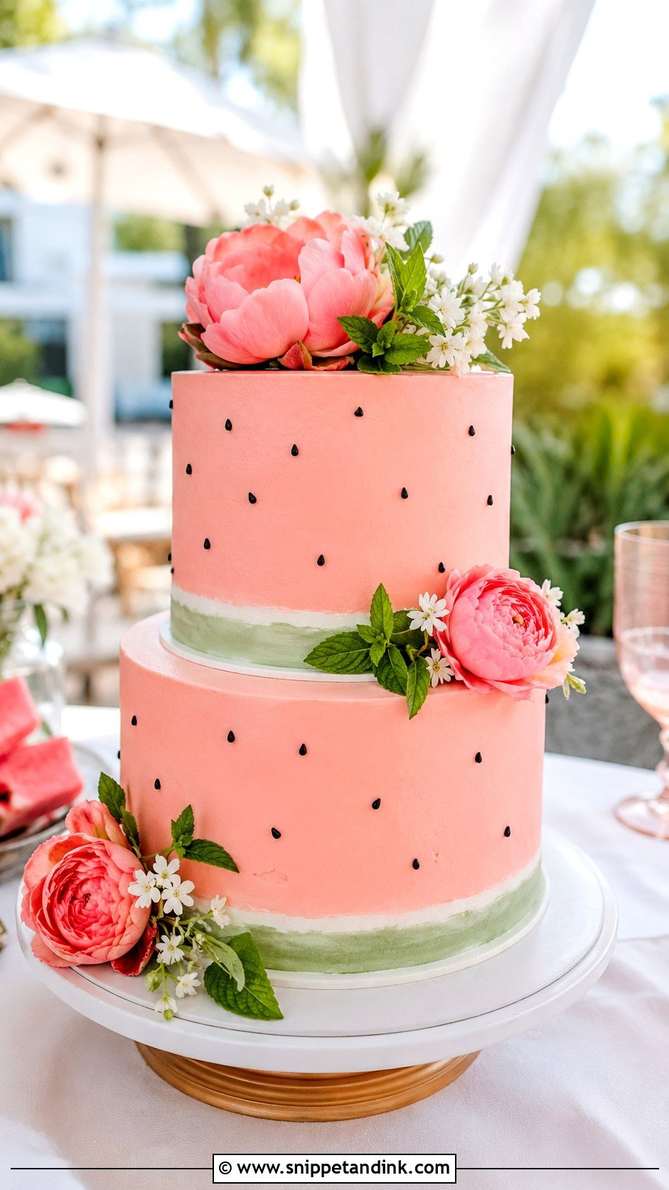 Watermelon Sorbet Wedding Cake - Snippet and Ink - 20 Sorbet Wedding Cake Ideas