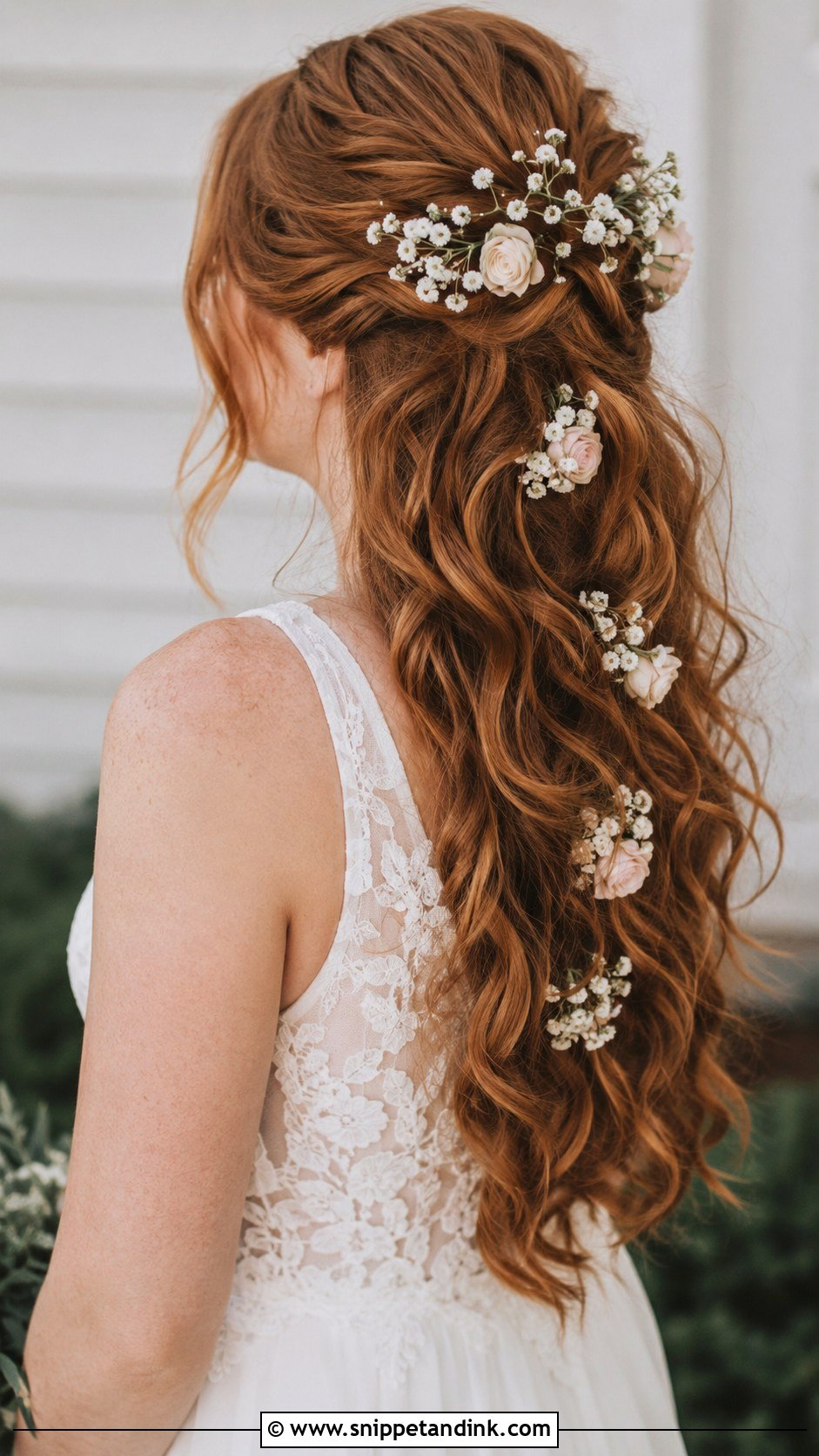 Waves With Floral Accessories - Snippet and Ink - 20 Bridal Hair Waves