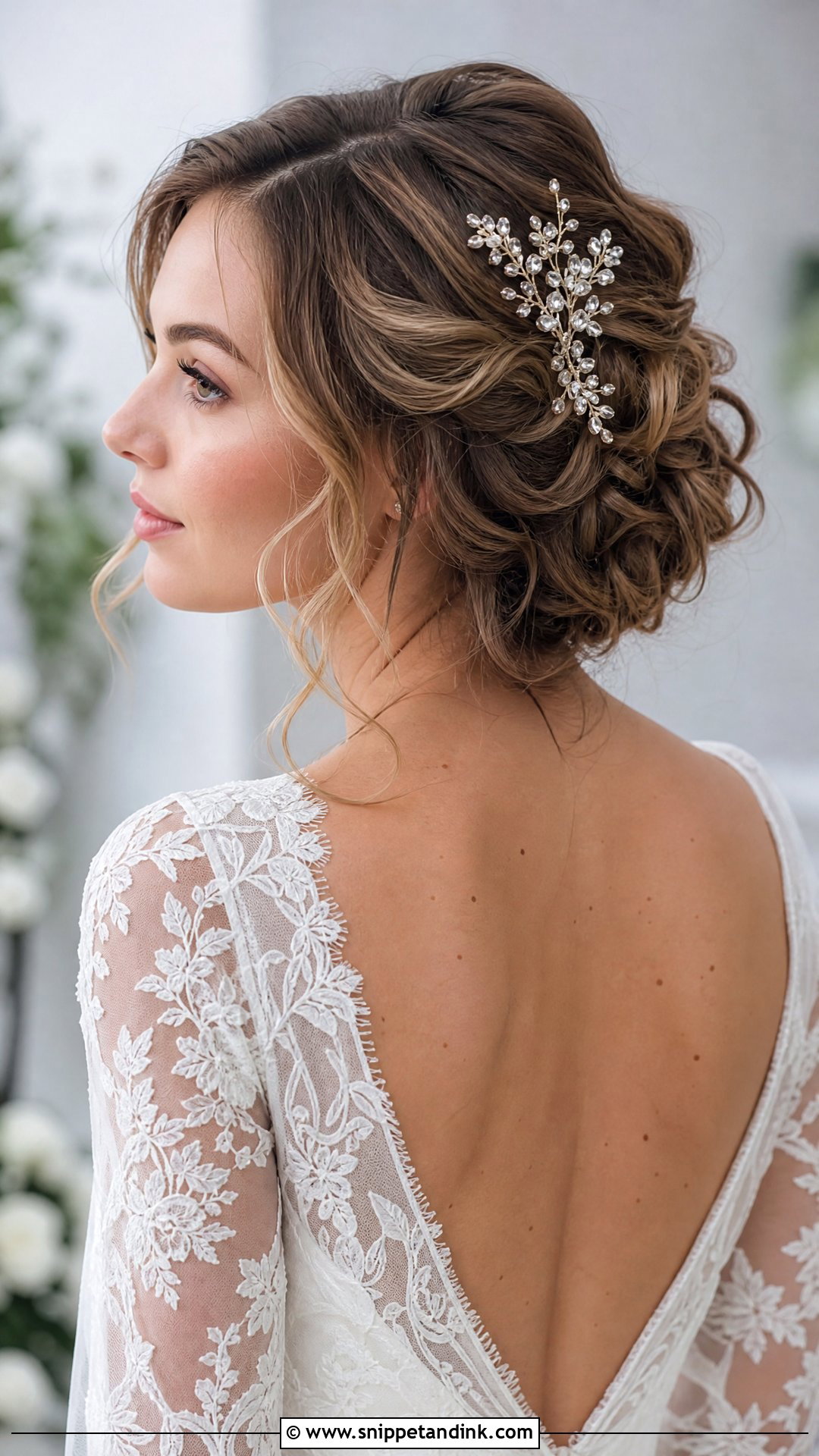Wavy Bob Updo for Short Hair - Snippet and Ink - 20 Short Hair Wedding Updo Ideas