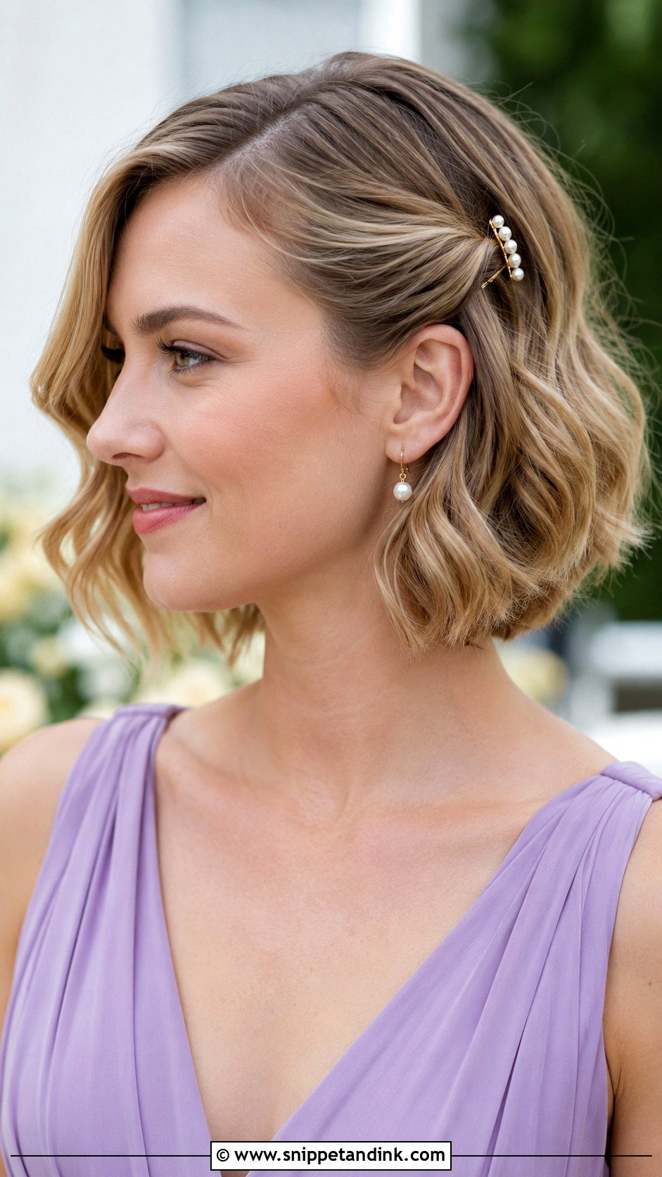 Wavy Bob Wedding Guest Hairstyle - Snippet and Ink - 15 Wavy Hair Wedding Guest Hairstyles