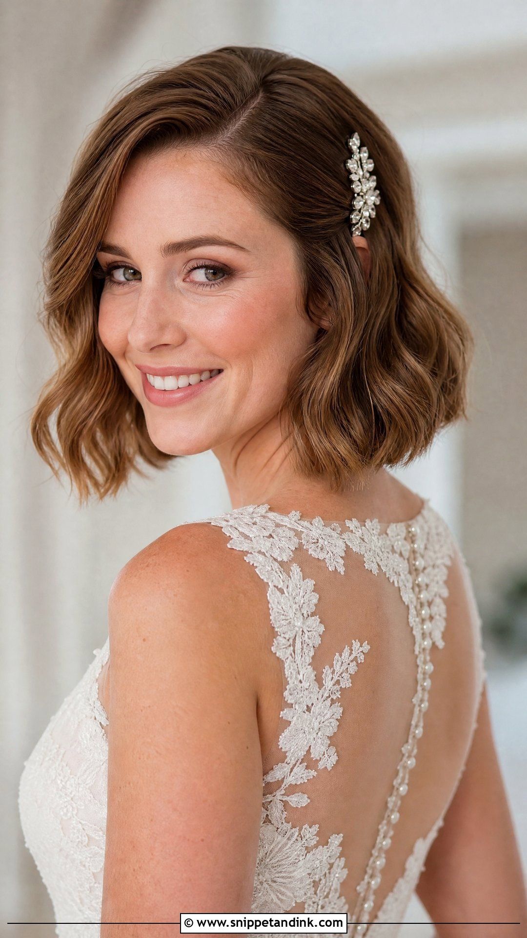 Wavy Bob Wedding Hairstyle - Snippet and Ink - 20 Wedding Hairstyle Shorthair Ideas