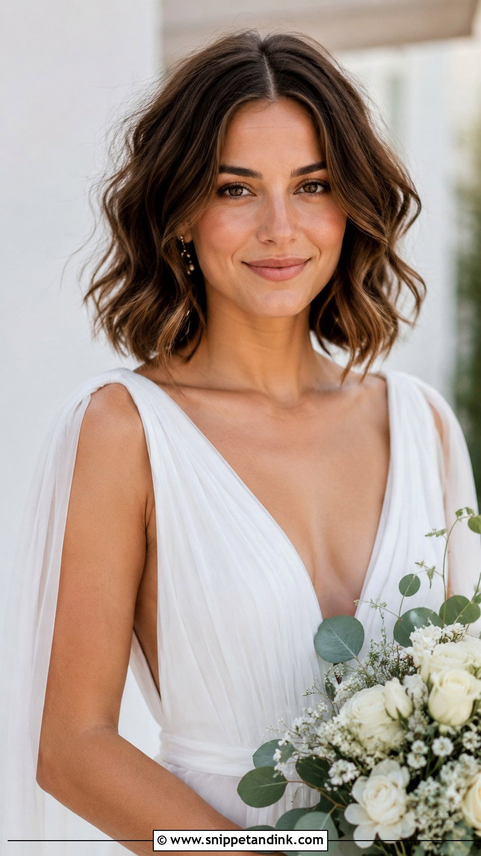 Wavy Bob With Center Part - Snippet and Ink - 30 Short Hairstyle Women Wedding Ideas