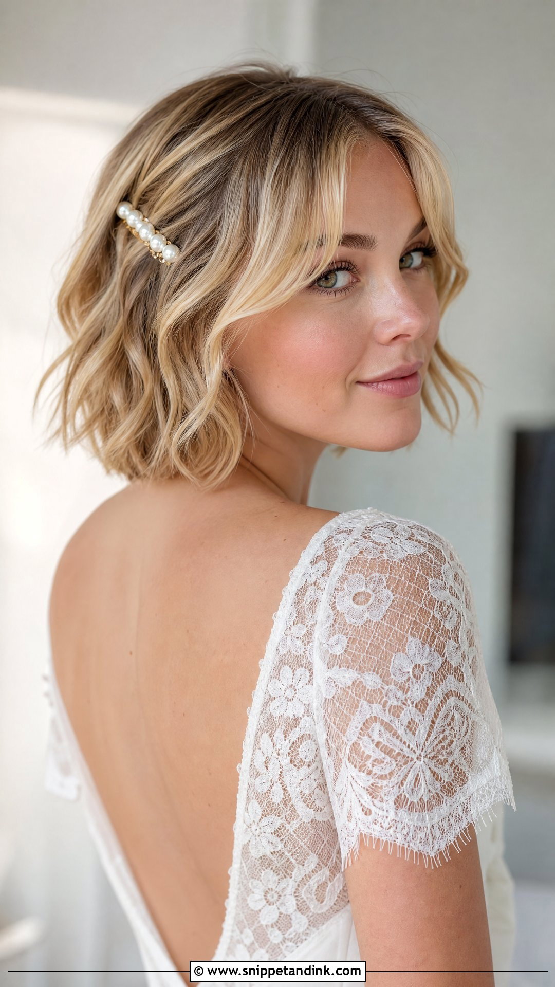 Wavy Bob With Curtain Bangs - Snippet and Ink - 15 Bride Hairstyle with Bangs
