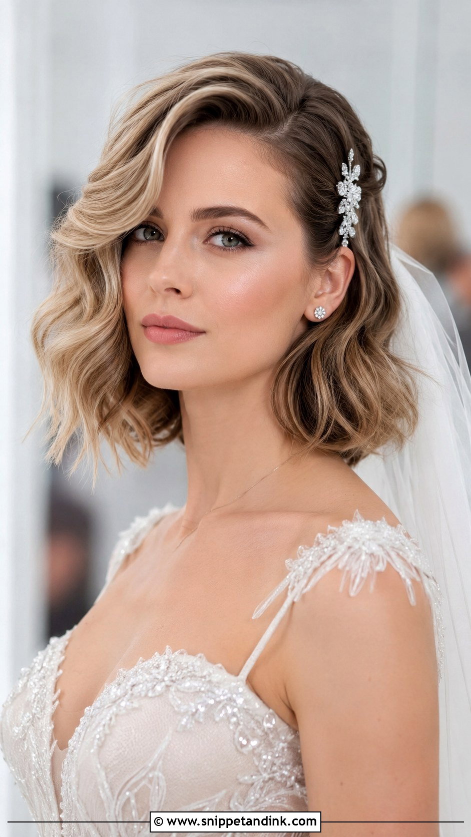 Wavy Bob With Deep Side Part - Snippet and Ink - 30 Bob Wedding Hairstyles