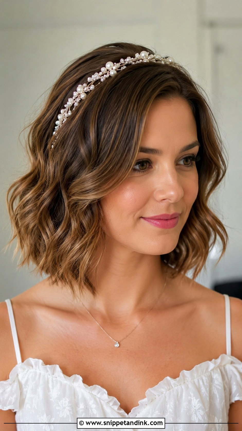 Wavy Bob With Headband - Snippet and Ink - 20 Engagement Hairstyles Short Hair