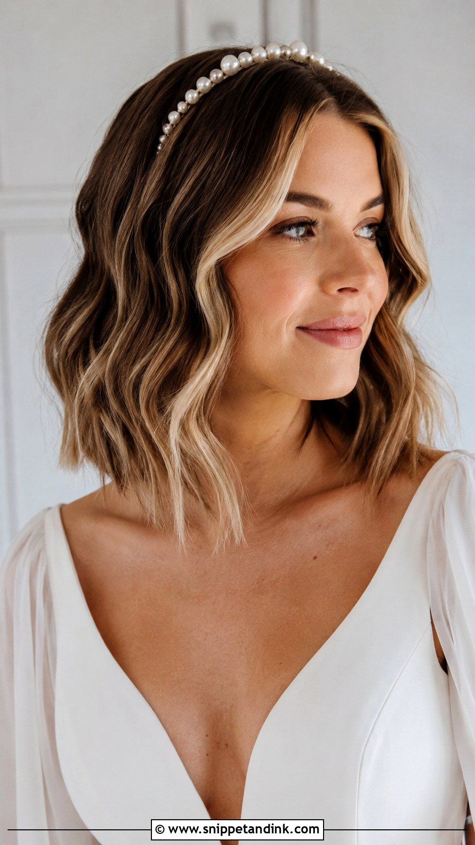 Wavy Bob With Money Piece Highlights - Snippet and Ink - 25 Edgy Wedding Hairstyles