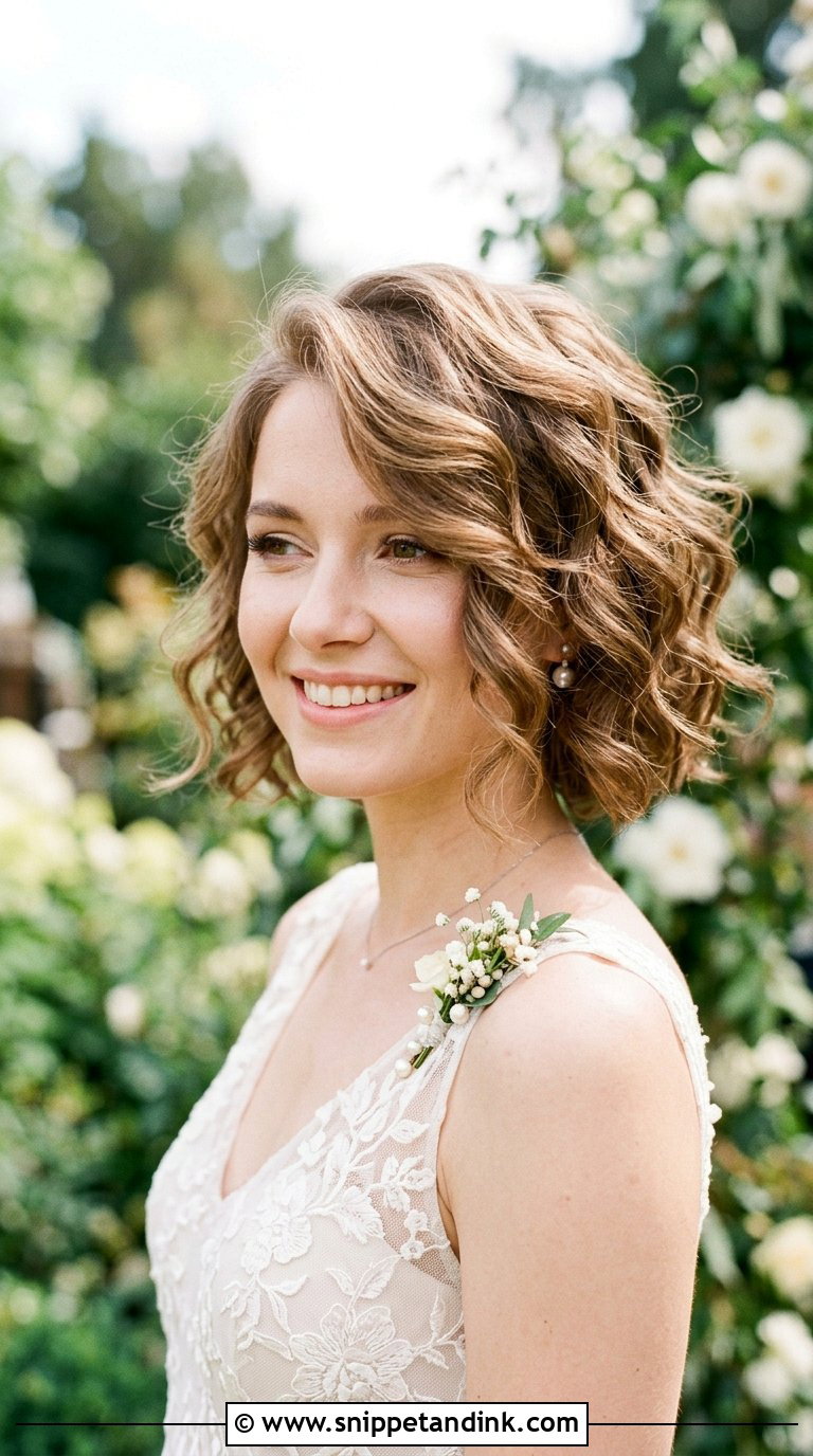 Wavy Bob With Soft Curls - Snippet and Ink - 20 Bridal Hair Short Bob Ideas