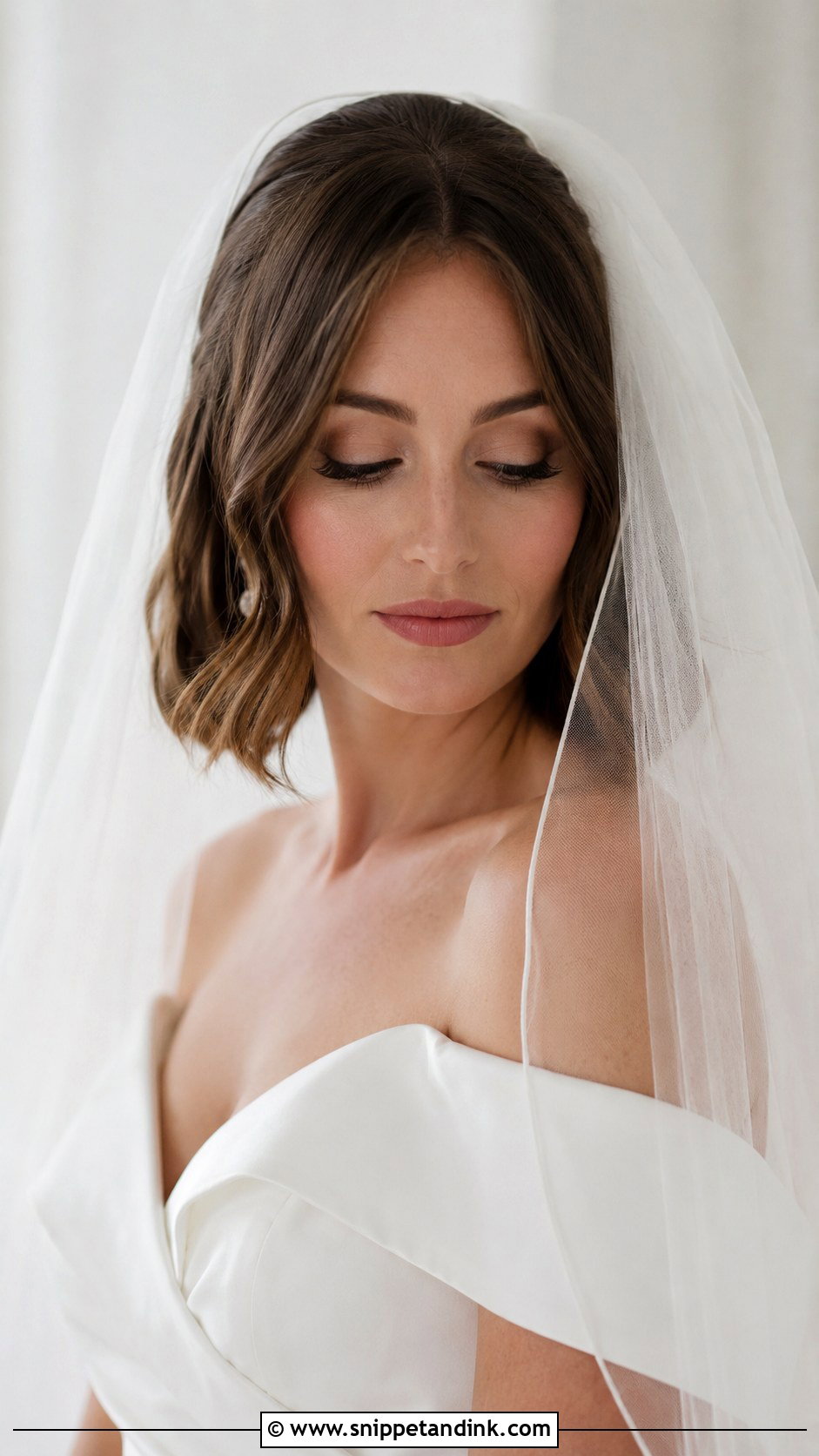Wavy Bob With a Bridal Veil - Snippet and Ink - 20 Short Hair Waves Wedding