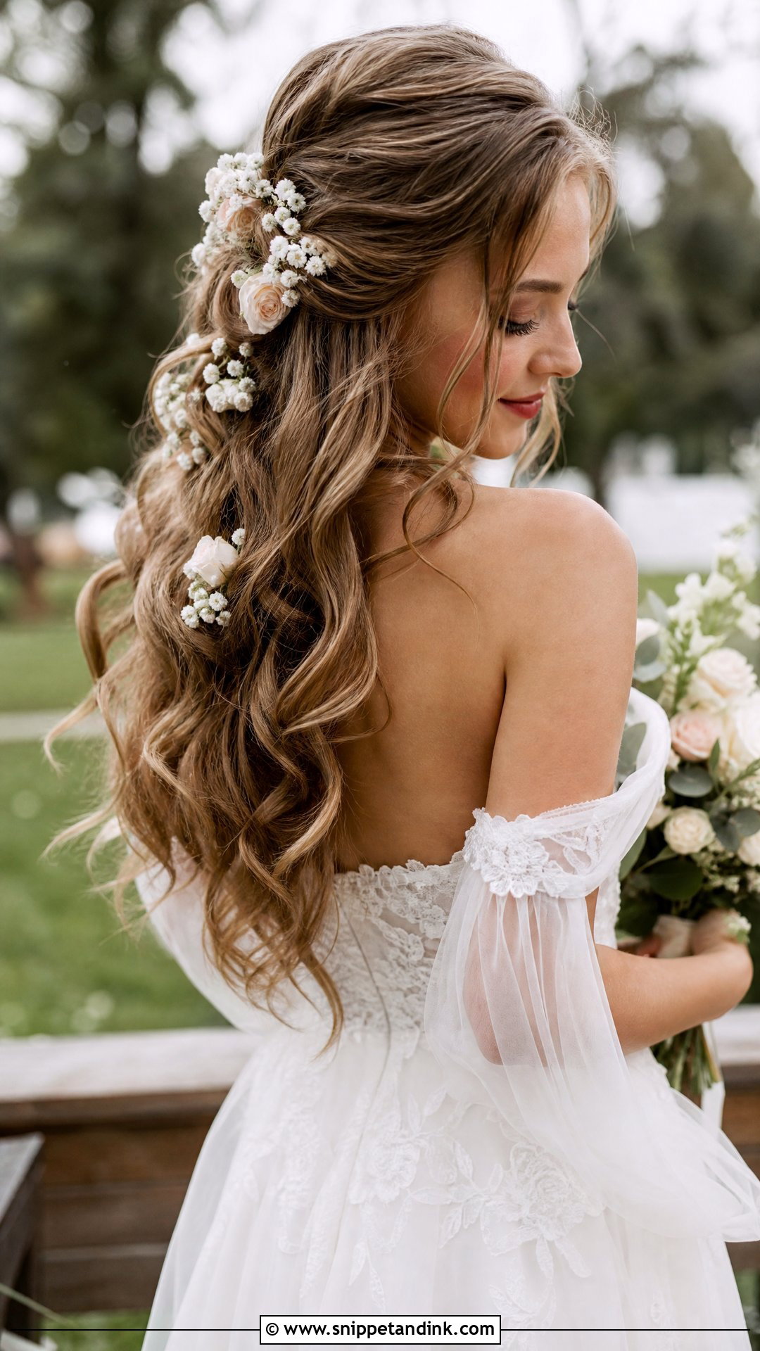 Wavy Bridal Hairstyle With Flowers - Snippet and Ink - 20 Wavy Bridal Hairstyles