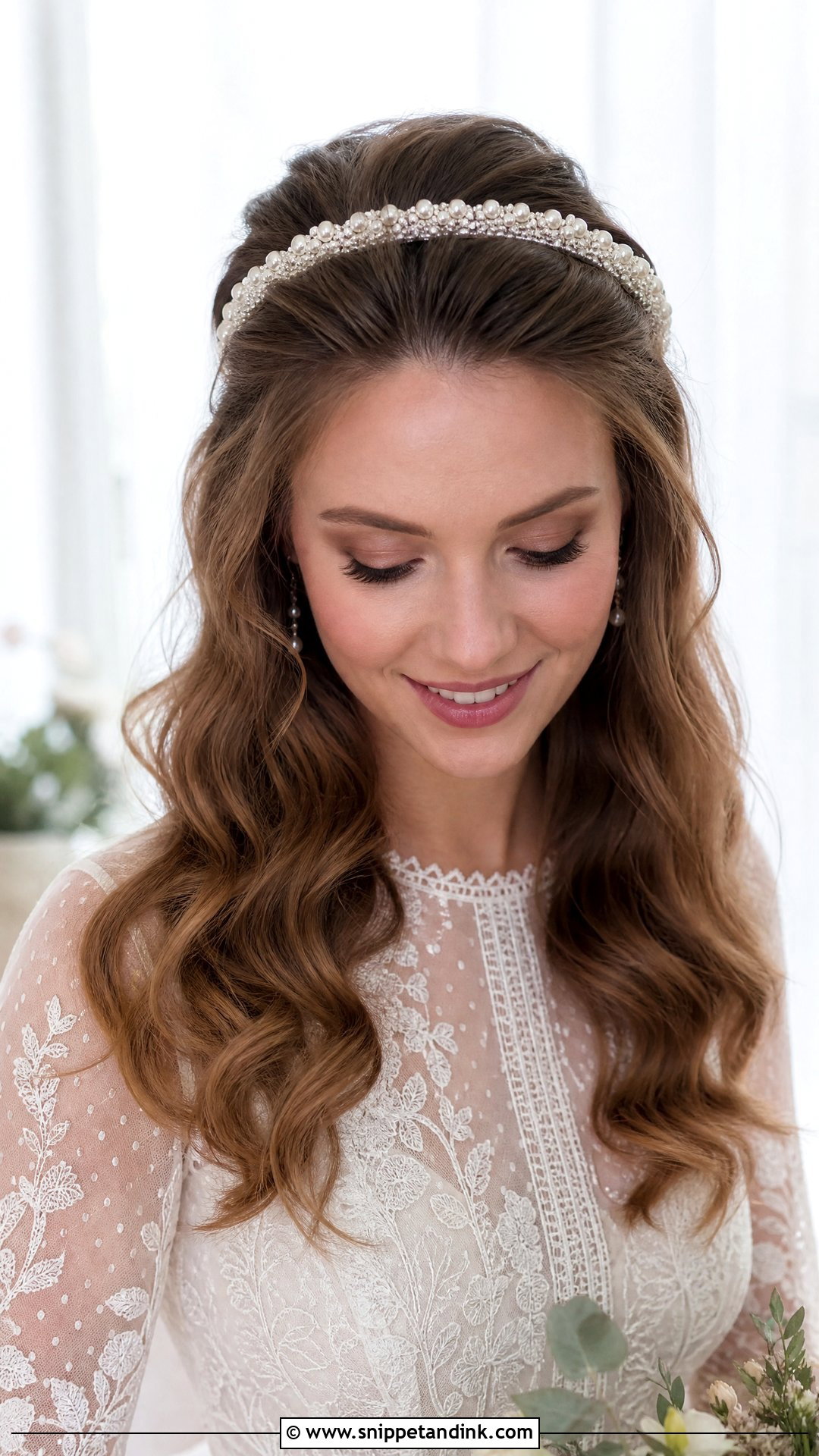 Wavy Bridal Hairstyle With Headband - Snippet and Ink - 20 Wavy Bridal Hairstyles