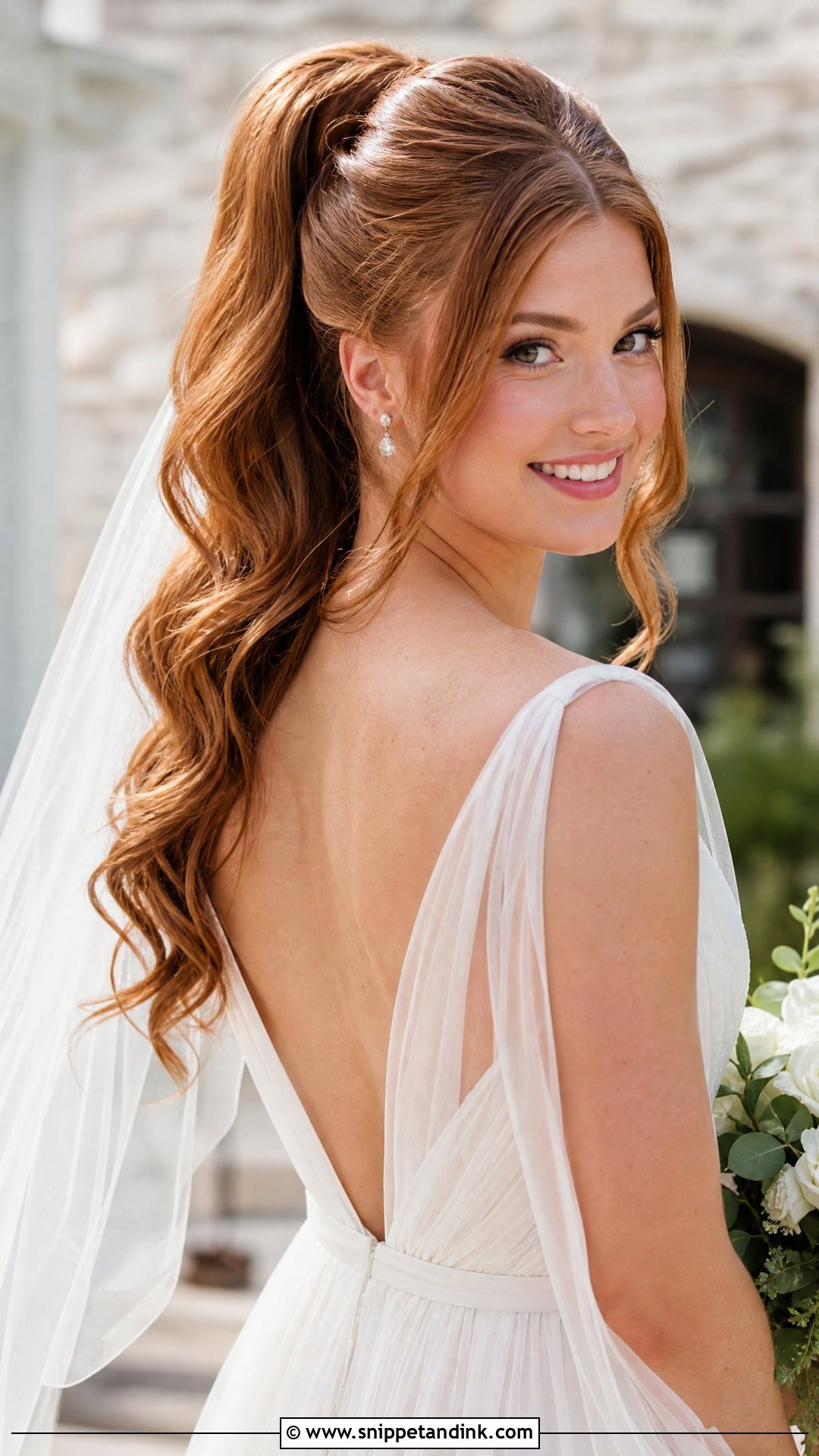 Wavy Bridal High Ponytail - Snippet and Ink - 15 Bridal High Ponytail Wedding Hairstyles
