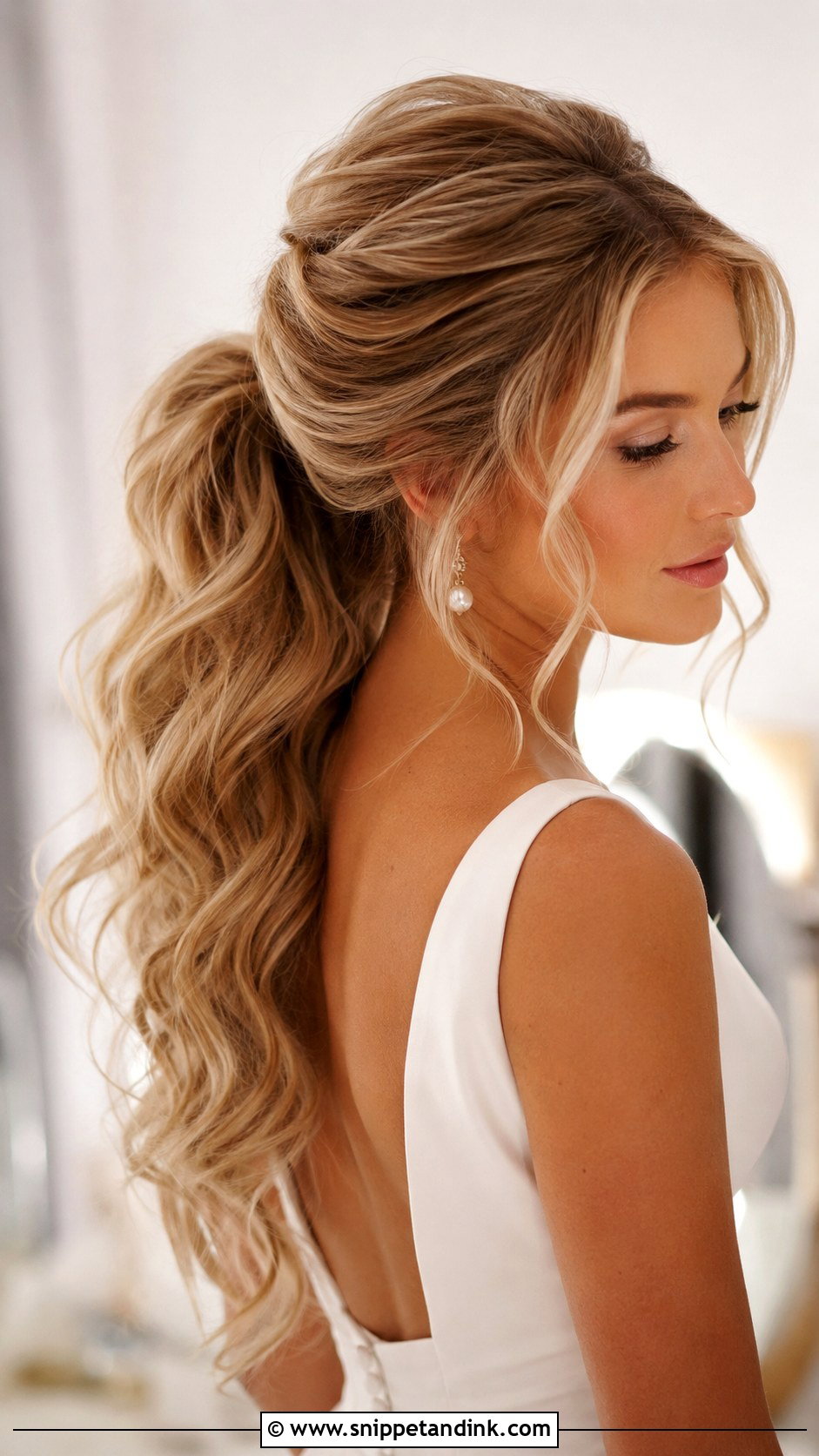 Wavy Bridal Ponytail - Snippet and Ink - 15 Hairstyles for Summer Wedding