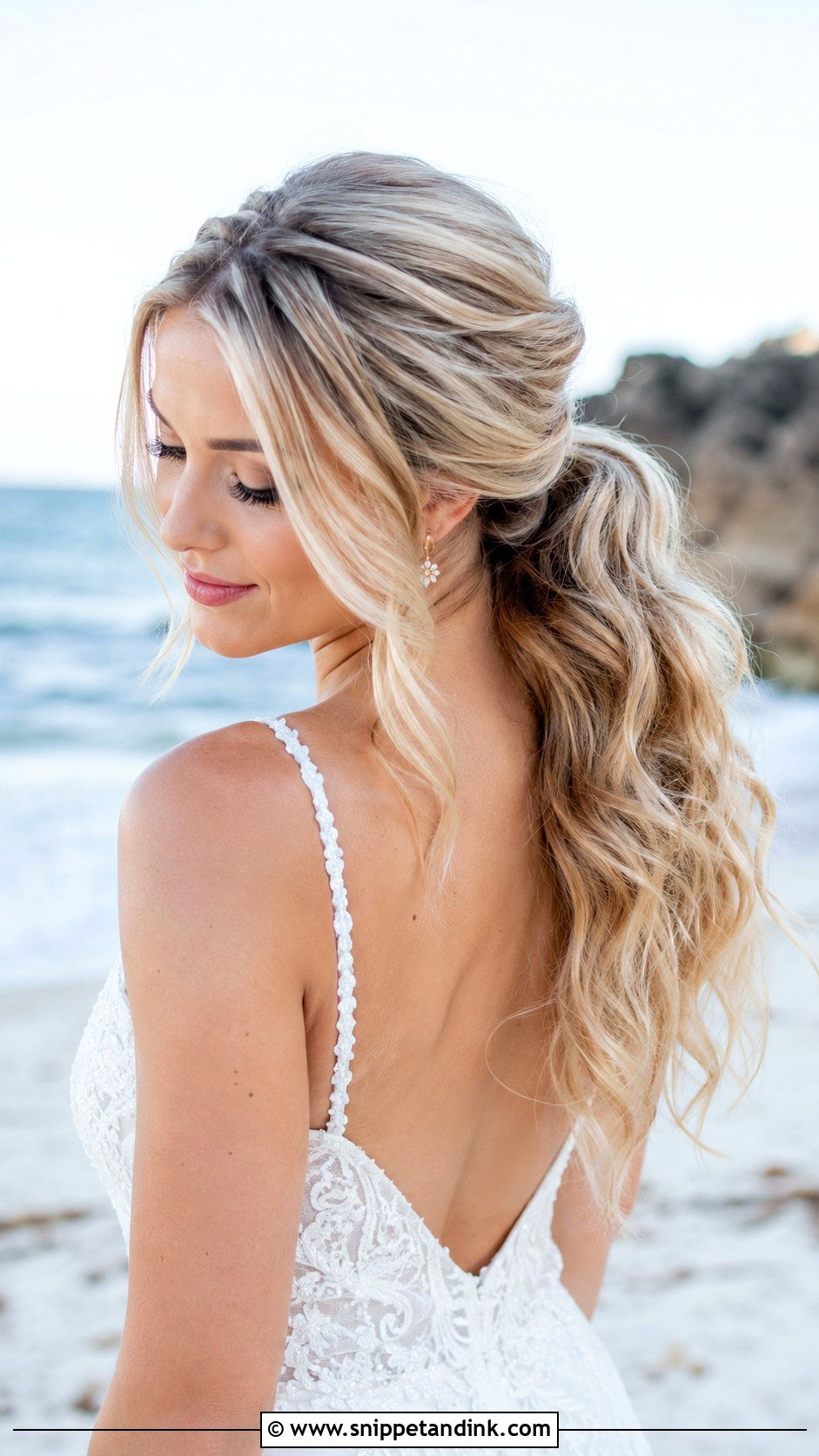 Wavy Bridal Ponytail - Snippet and Ink - 30 Bridal Ponytail Hairstyles