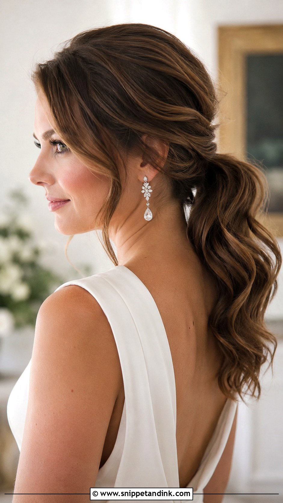 Wavy Bridal Ponytail - Snippet and Ink - 30 Wedding Day Hair Ideas