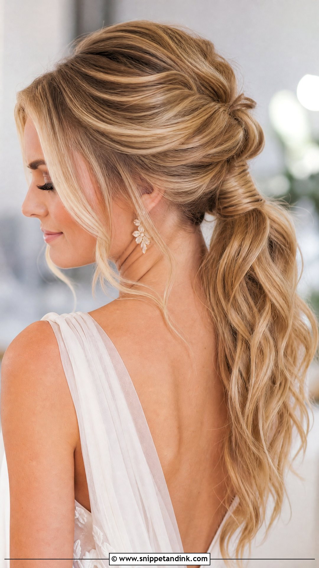 Wavy Bridal Ponytail - Snippet and Ink - 15 Bridal Hairstyle Ponytail Ideas