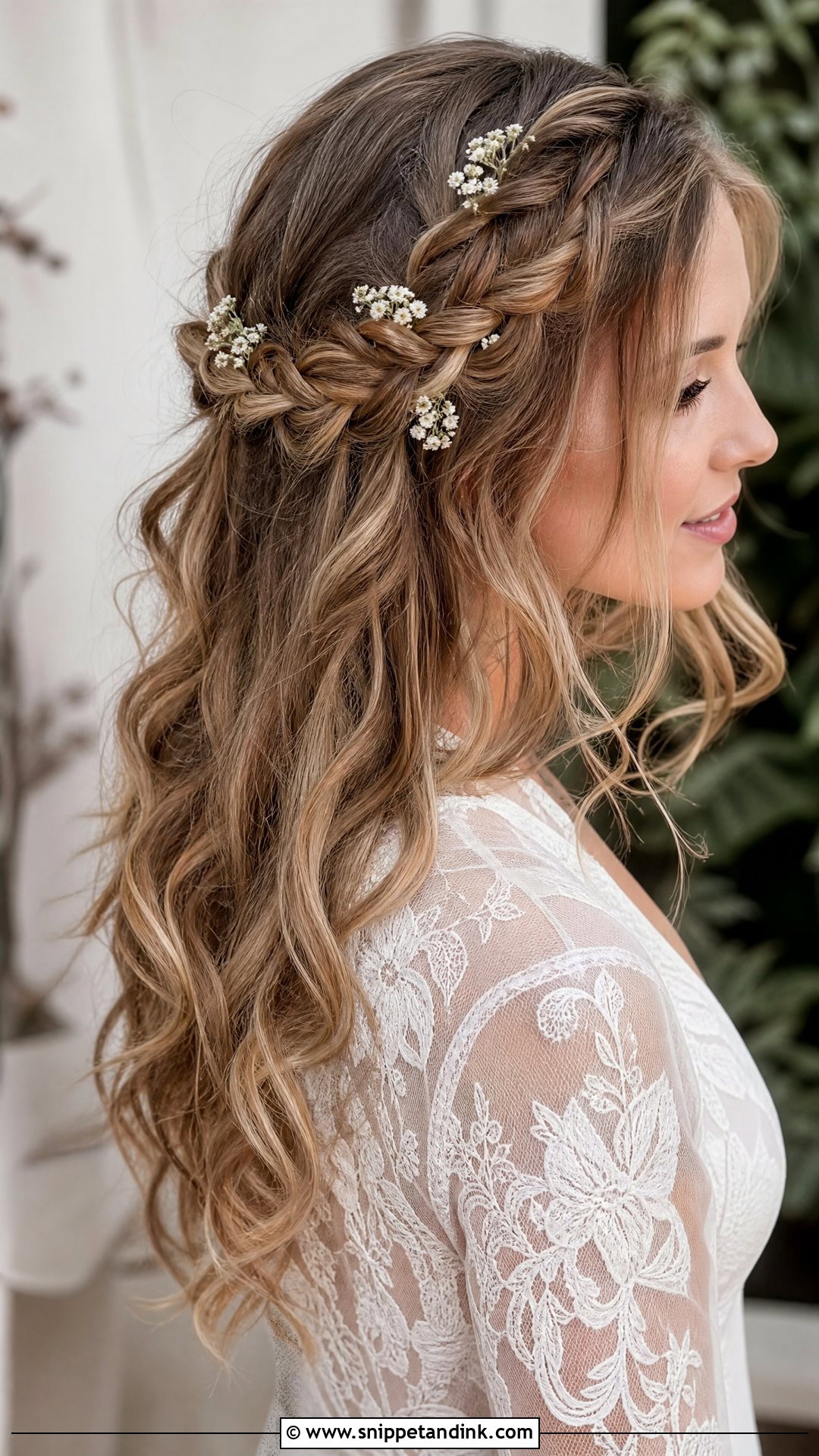 Wavy Bride Hair With Braided Crown - Snippet and Ink - 20 Wavy Bride Hair Ideas