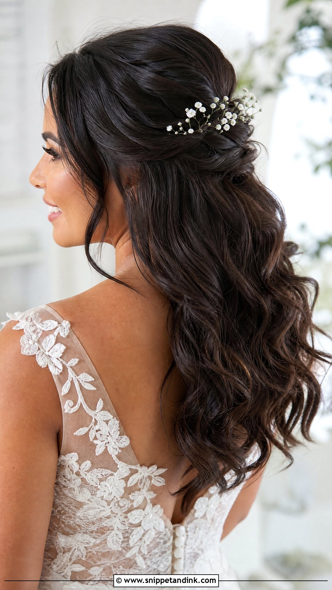 Wavy Bride Hair With Flowers - Snippet and Ink - 20 Wavy Bride Hair Ideas