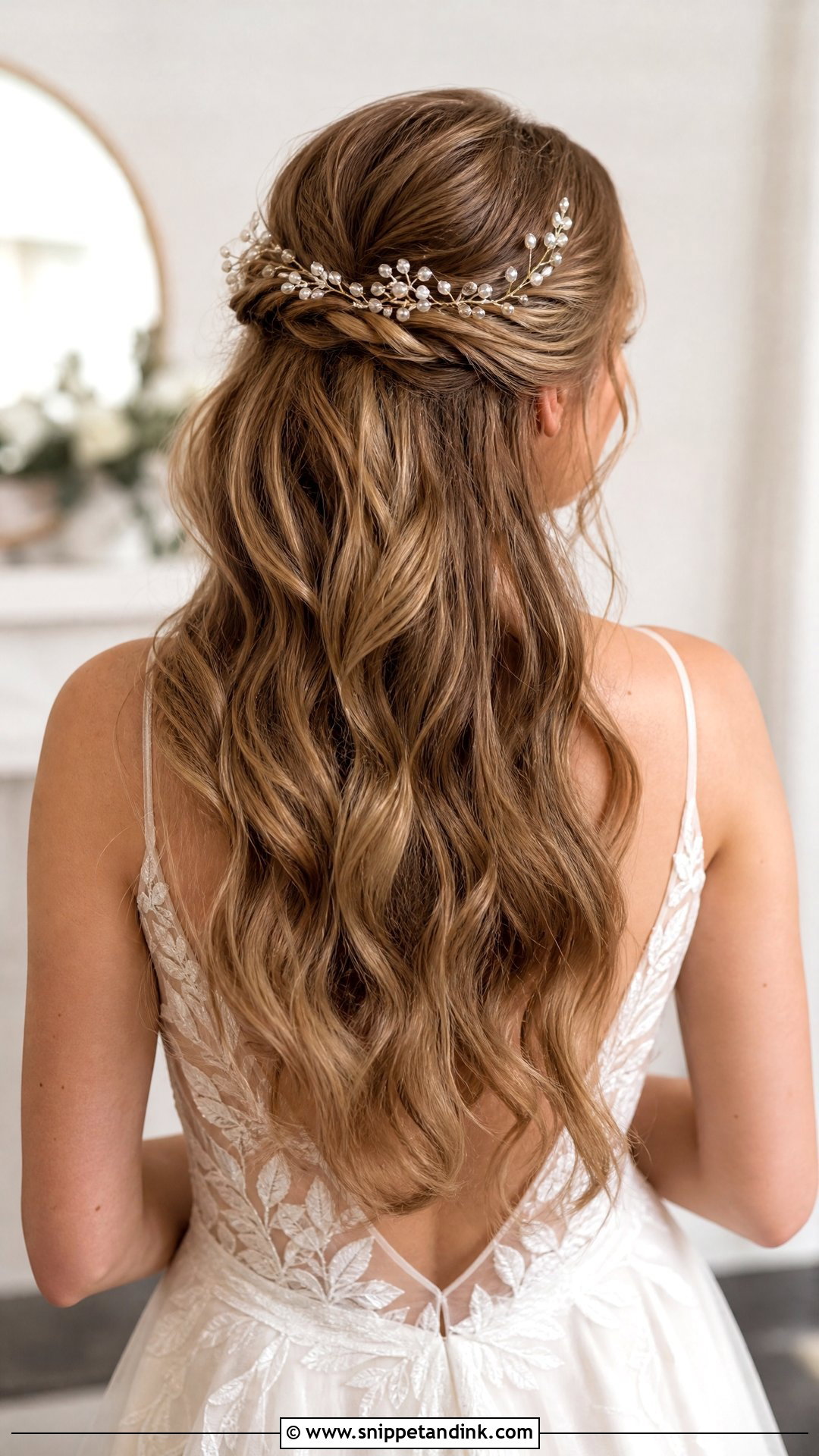 Wavy Bride Hair With Hair Vine - Snippet and Ink - 20 Wavy Bride Hair Ideas