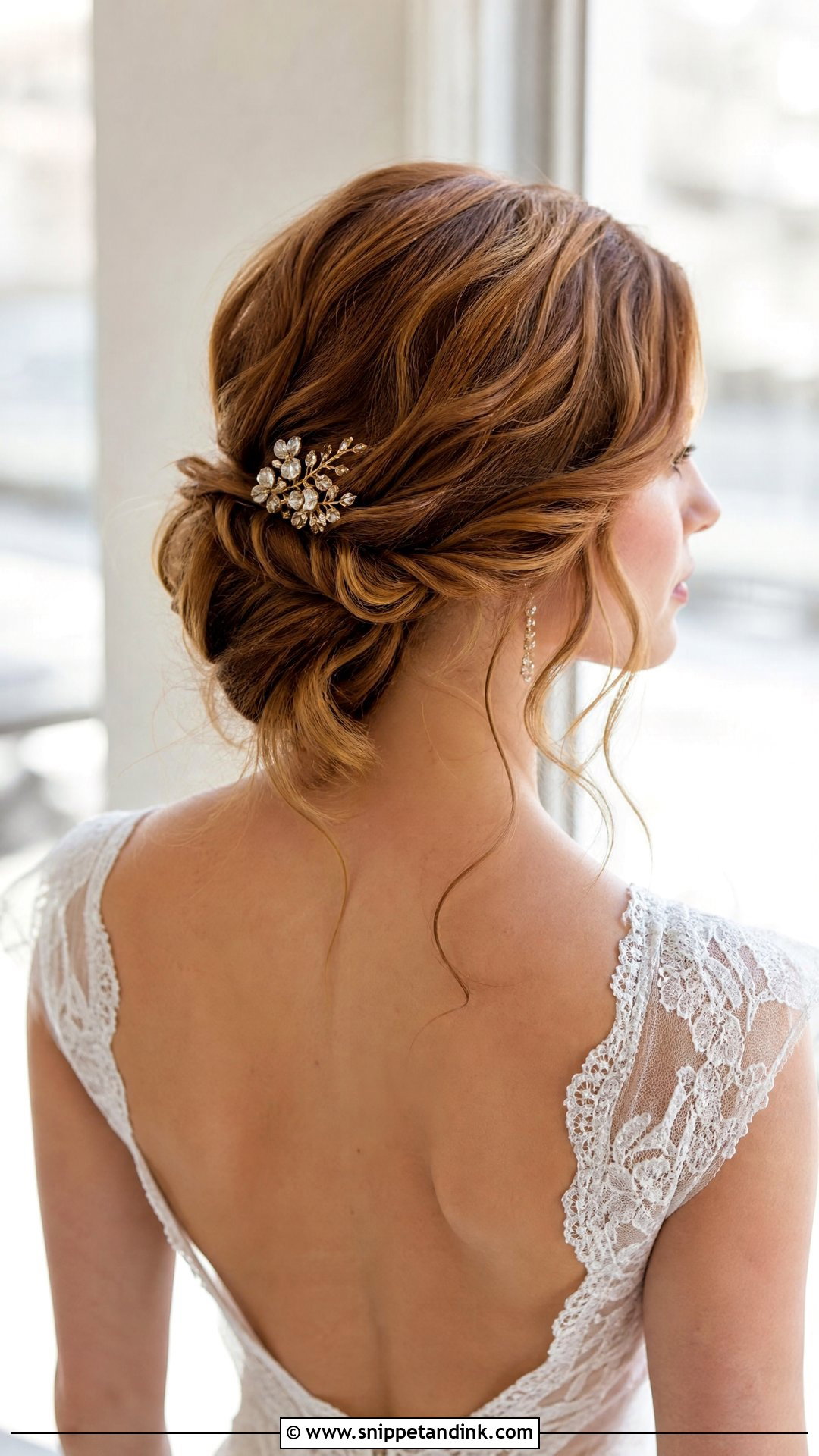 Wavy Bride Hair With Low Twisted Updo - Snippet and Ink - 20 Wavy Bride Hair Ideas