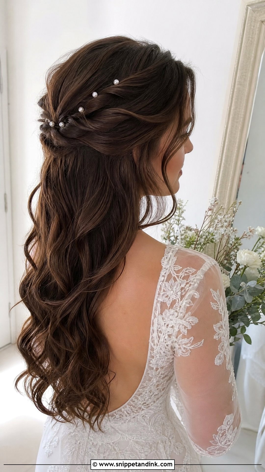 Wavy Bride Half Up Half Down Hair - Snippet and Ink - 20 Wavy Bride Hair Ideas