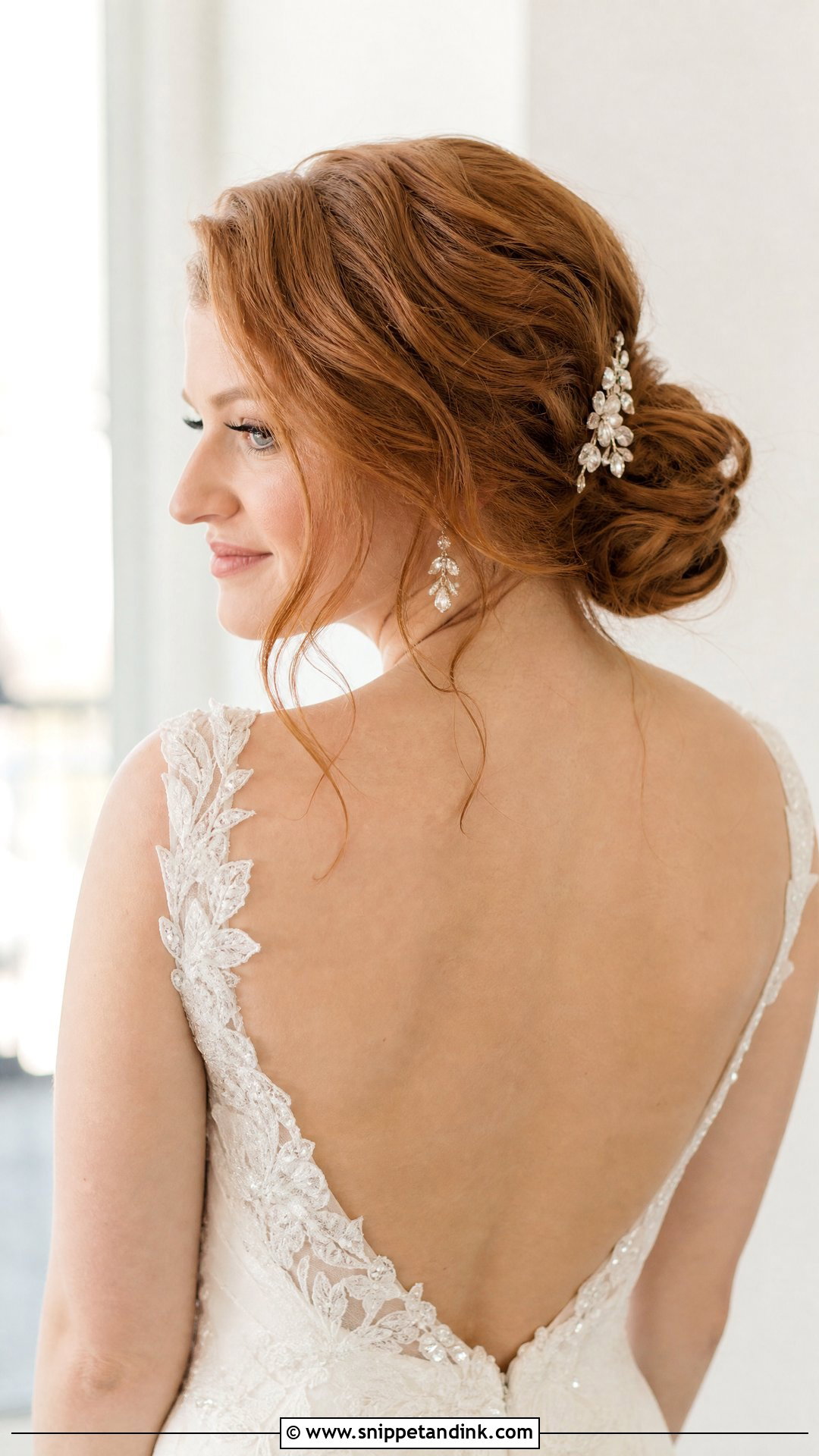 Wavy Bride Low Bun - Snippet and Ink - 20 Wavy Bride Hair Ideas