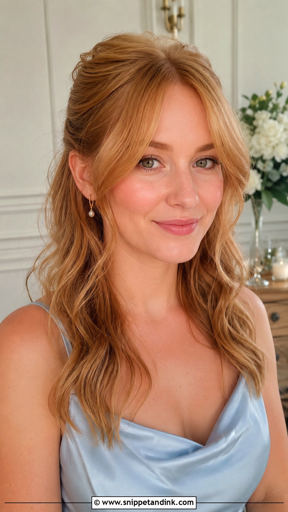 Wavy Bridesmaid Hair With Curtain Bangs - Snippet and Ink - 20 Wavy Bridesmaid Hairstyles