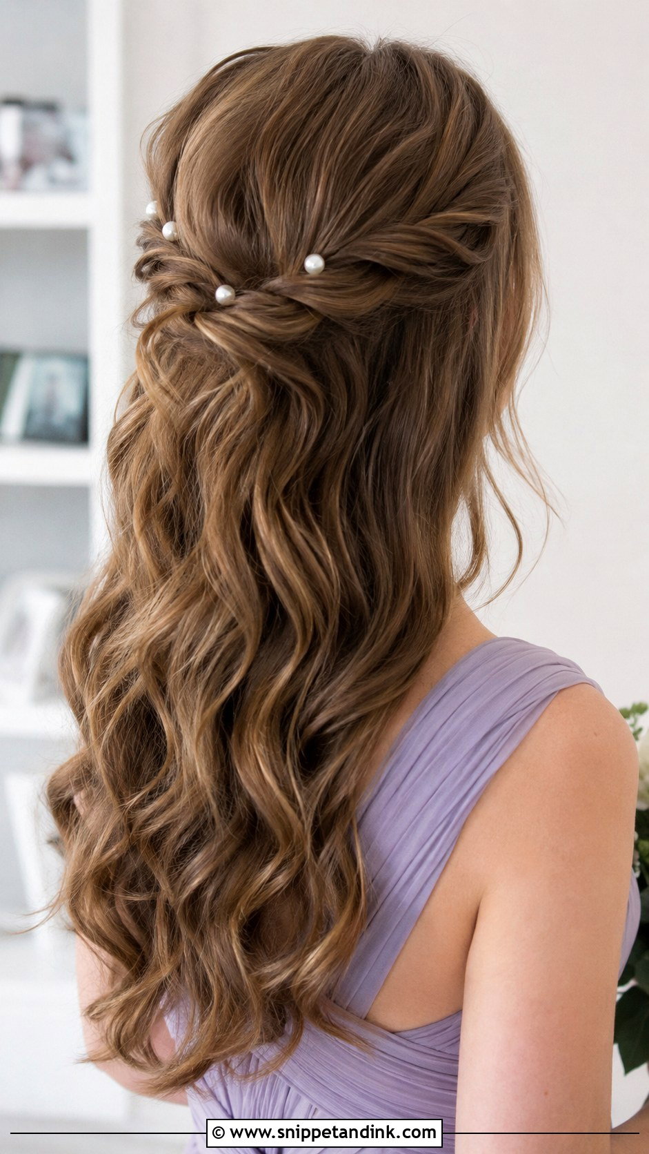 Wavy Bridesmaid Hair With Pearl Pins - Snippet and Ink - 20 Wavy Bridesmaid Hairstyles