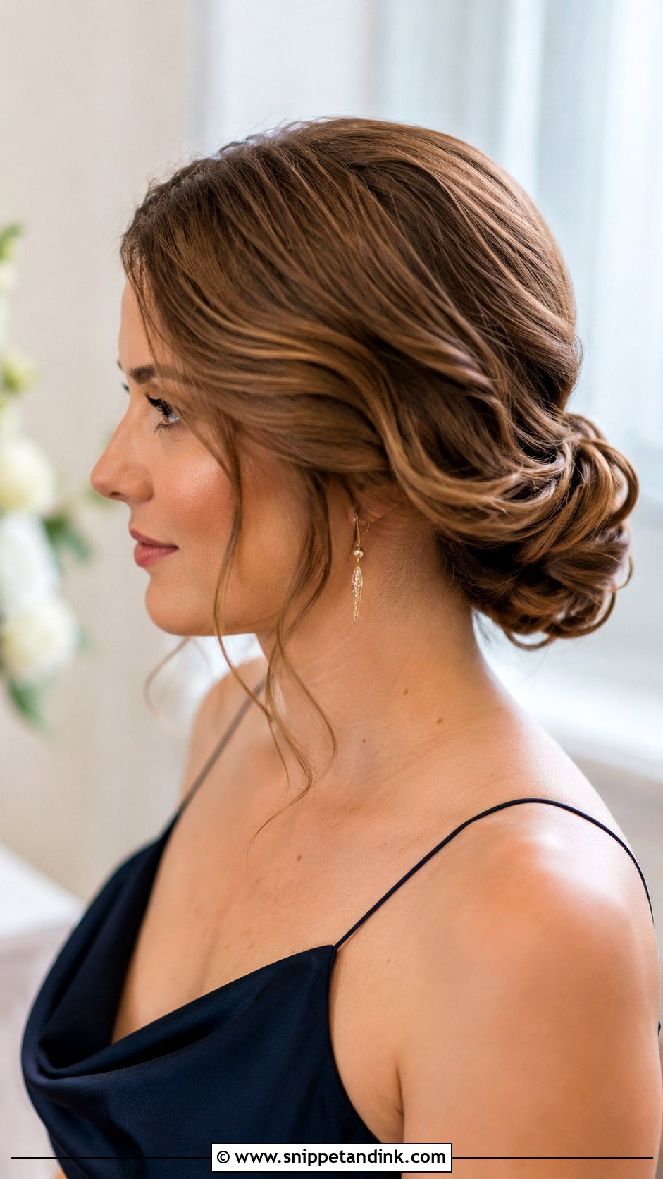 Wavy Chignon Bridesmaid Hair - Snippet and Ink - 20 Wavy Hair Bridesmaid Ideas