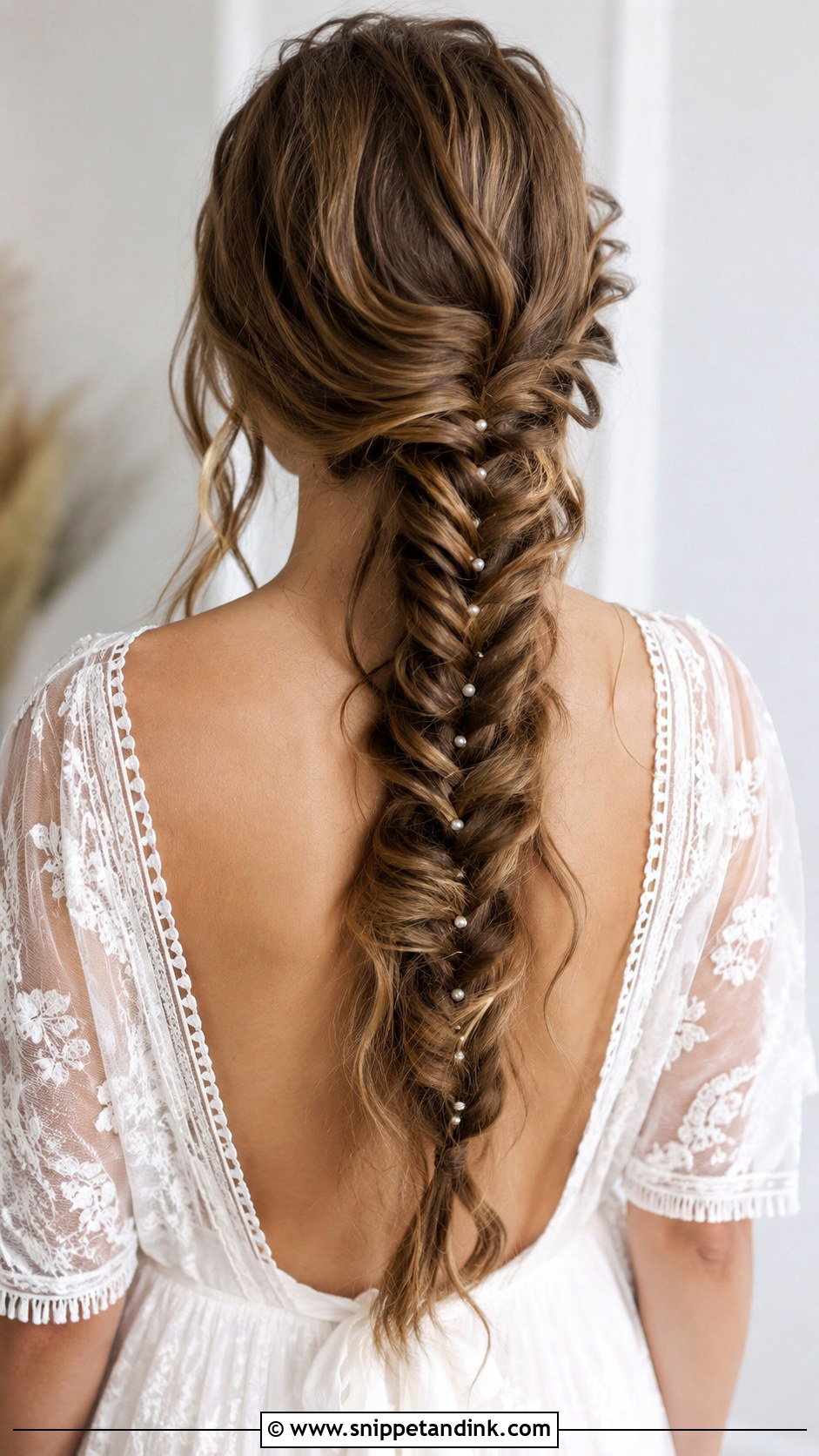 Wavy Fishtail Braid for Brides - Snippet and Ink - 25 Beach Waves Wedding Hair