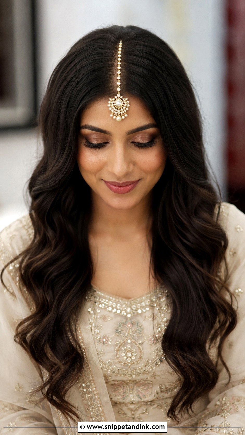 Wavy Front With Center Parting - Snippet and Ink - 30 Indian Wedding Front Hairstyles