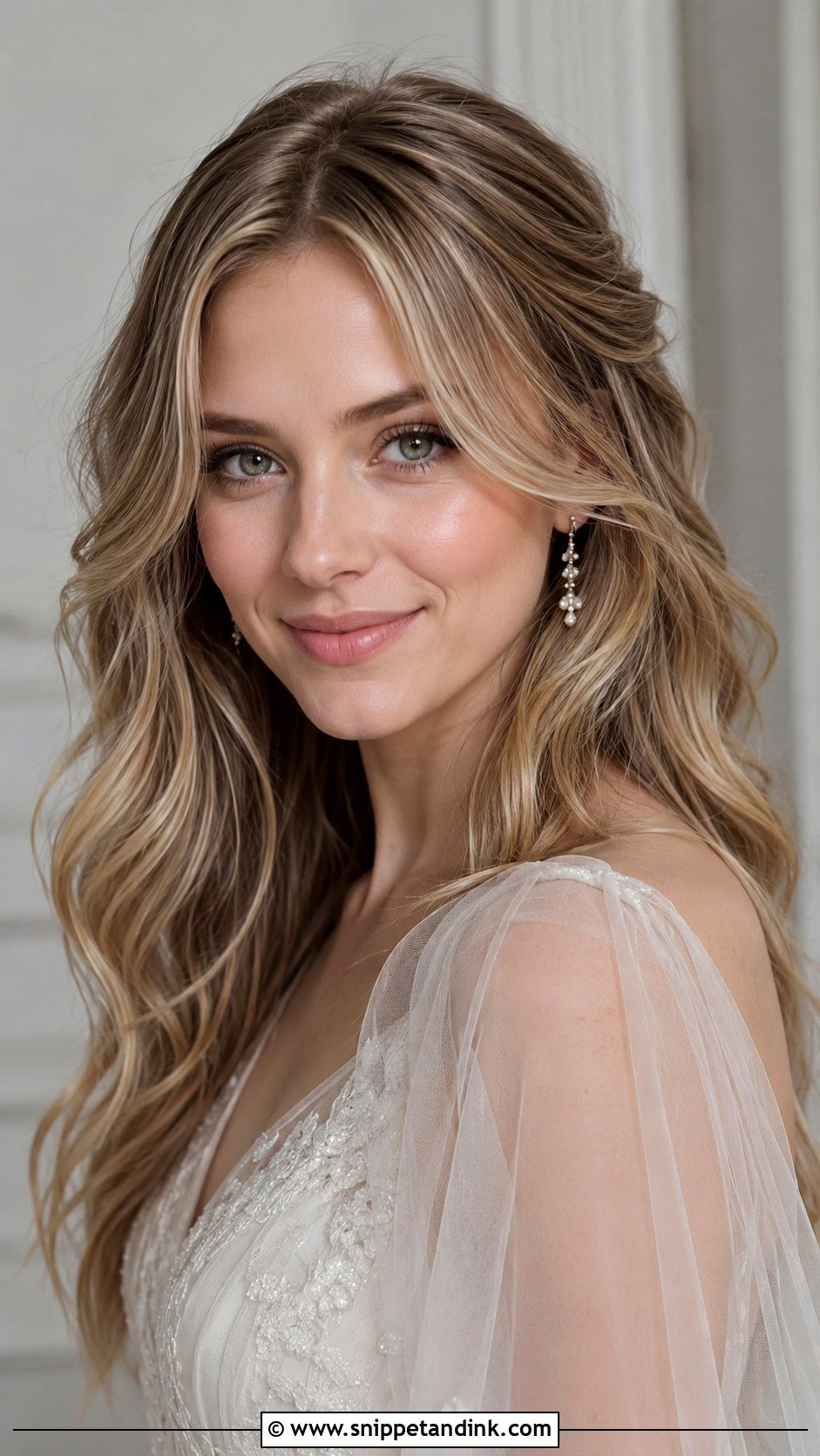 Wavy Hair Down With Face Framing Layers - Snippet and Ink - 15 Wavy Hair Down Wedding Ideas