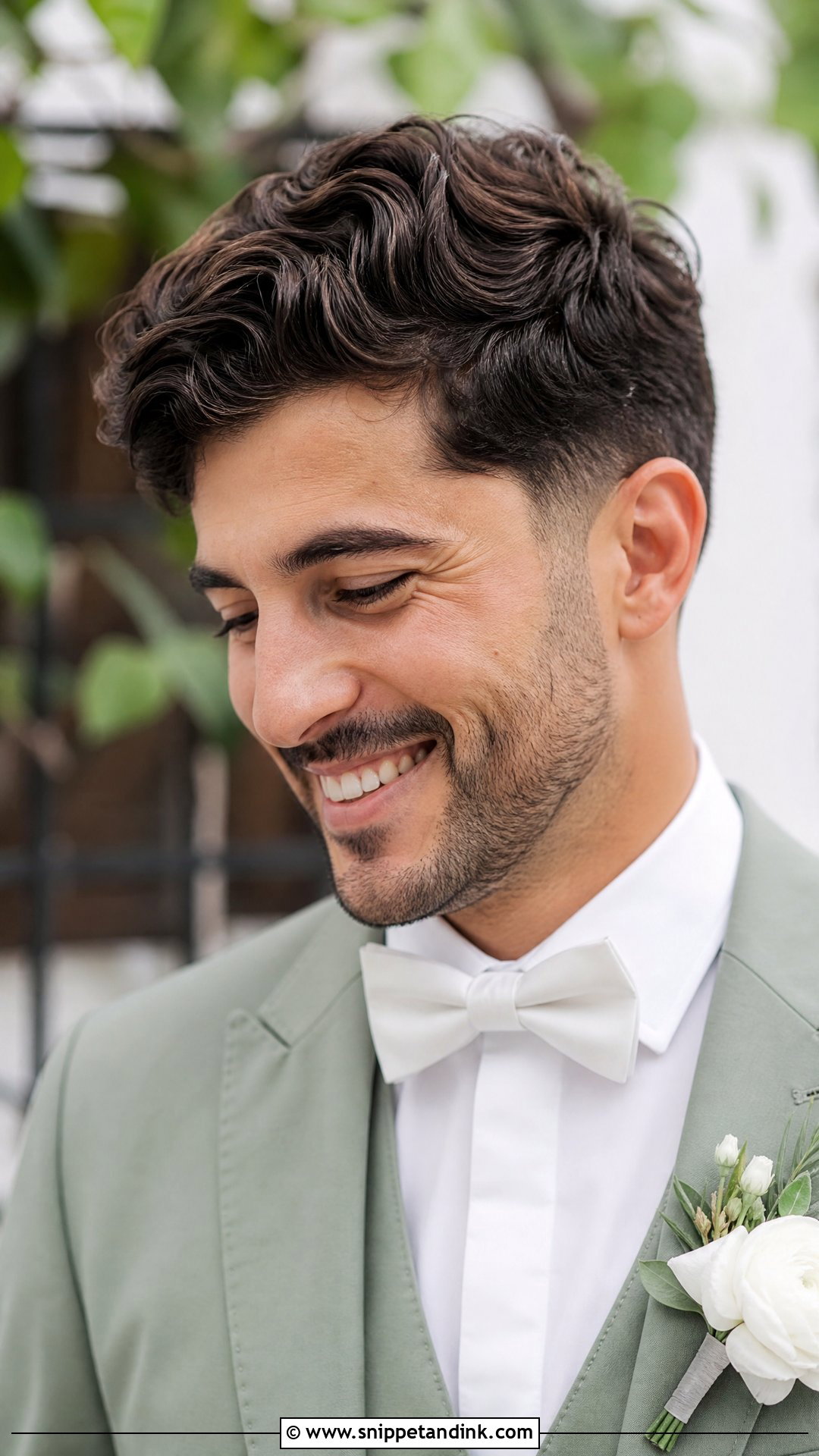 Wavy Hair Side Part - Snippet and Ink - 20 Men’s Wedding Hair Ideas