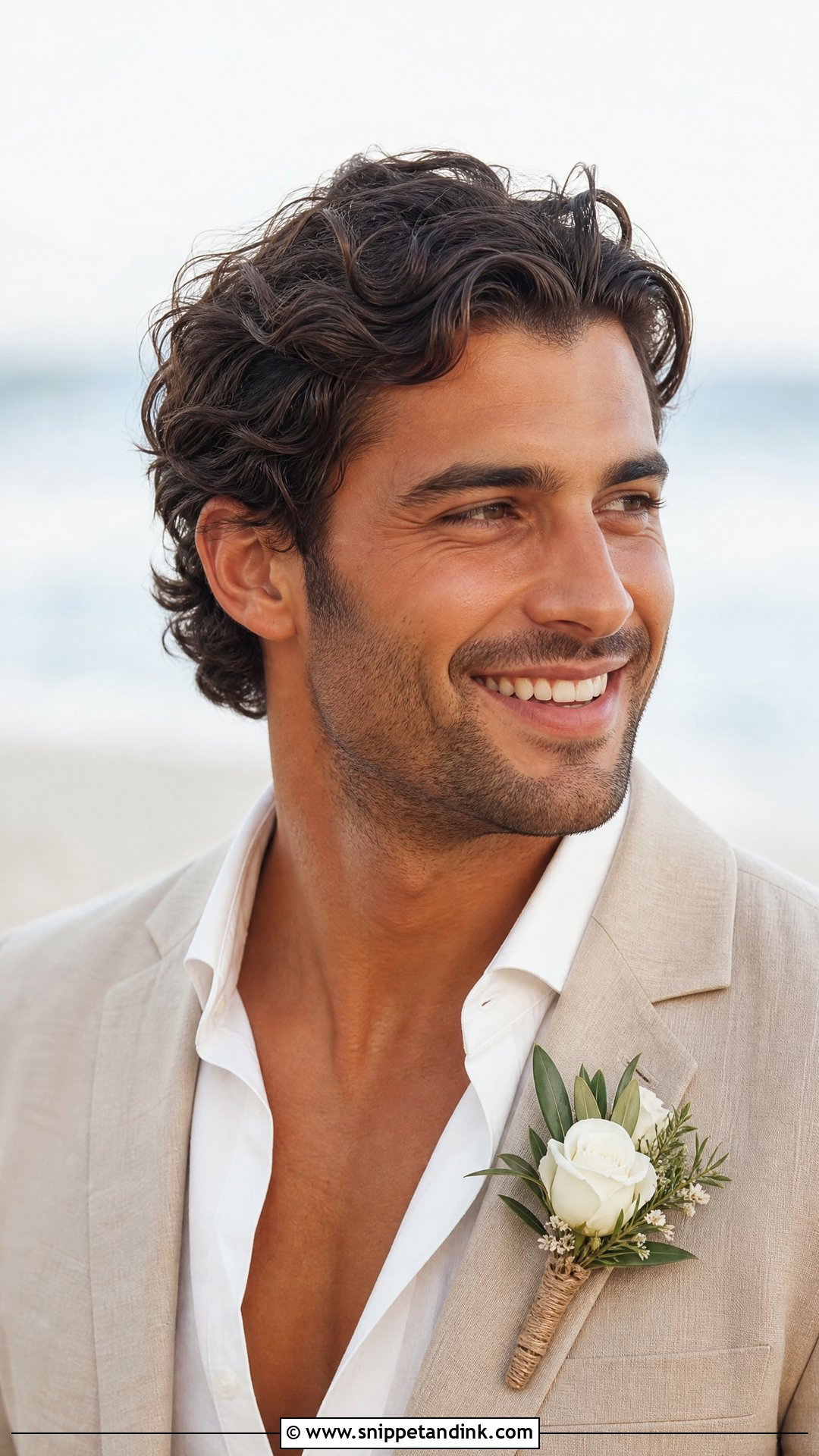 Wavy Hair Swept Back - Snippet and Ink - 20 Groom Hair Styles