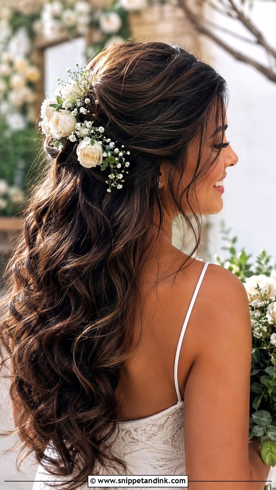 Wavy Hair With Flowers Wedding Hairstyle - Snippet and Ink - 20 Wedding Hairstyles Waves