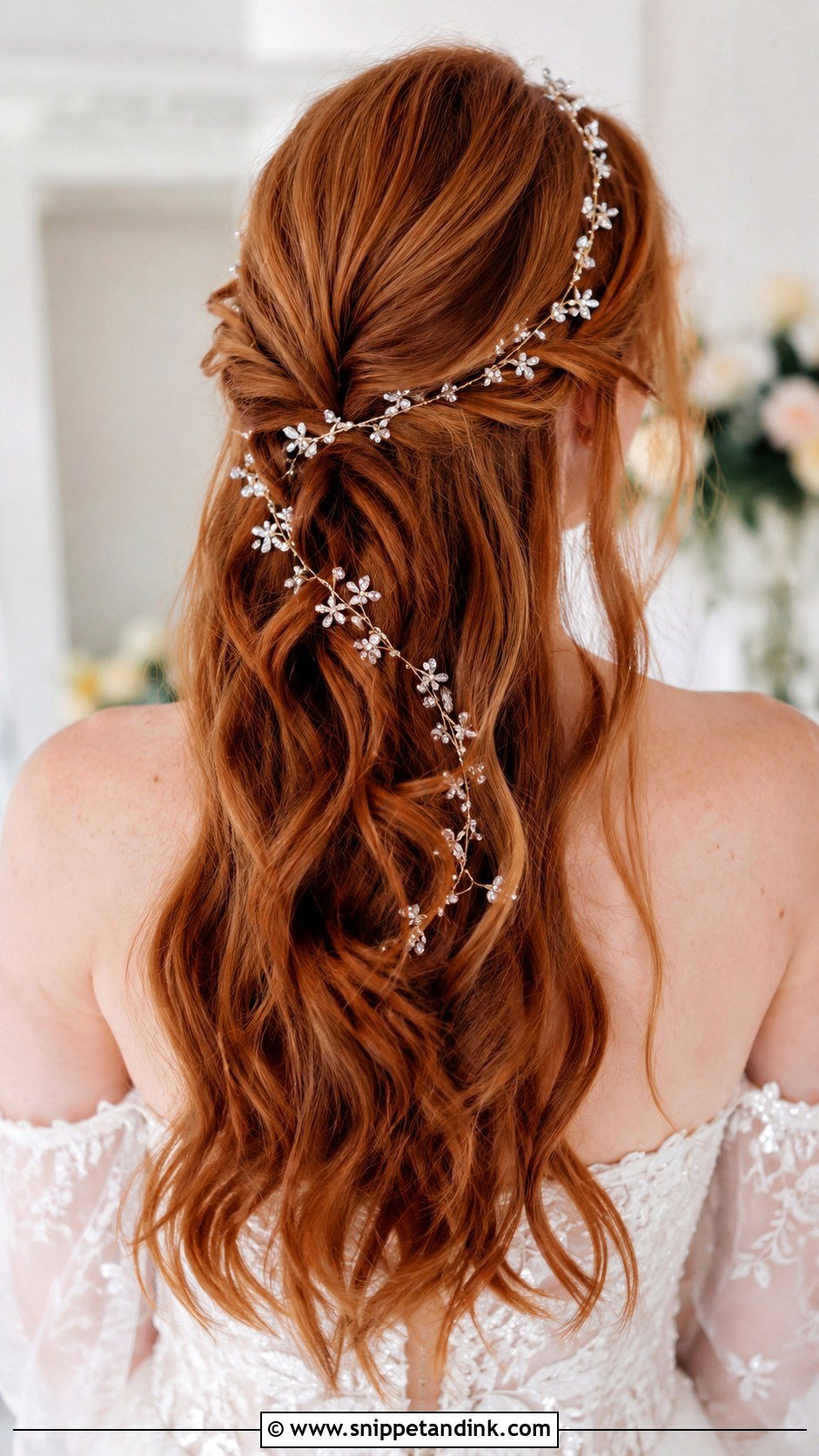 Wavy Hair With Hair Vine - Snippet and Ink - 30 Wedding Hair Ideas