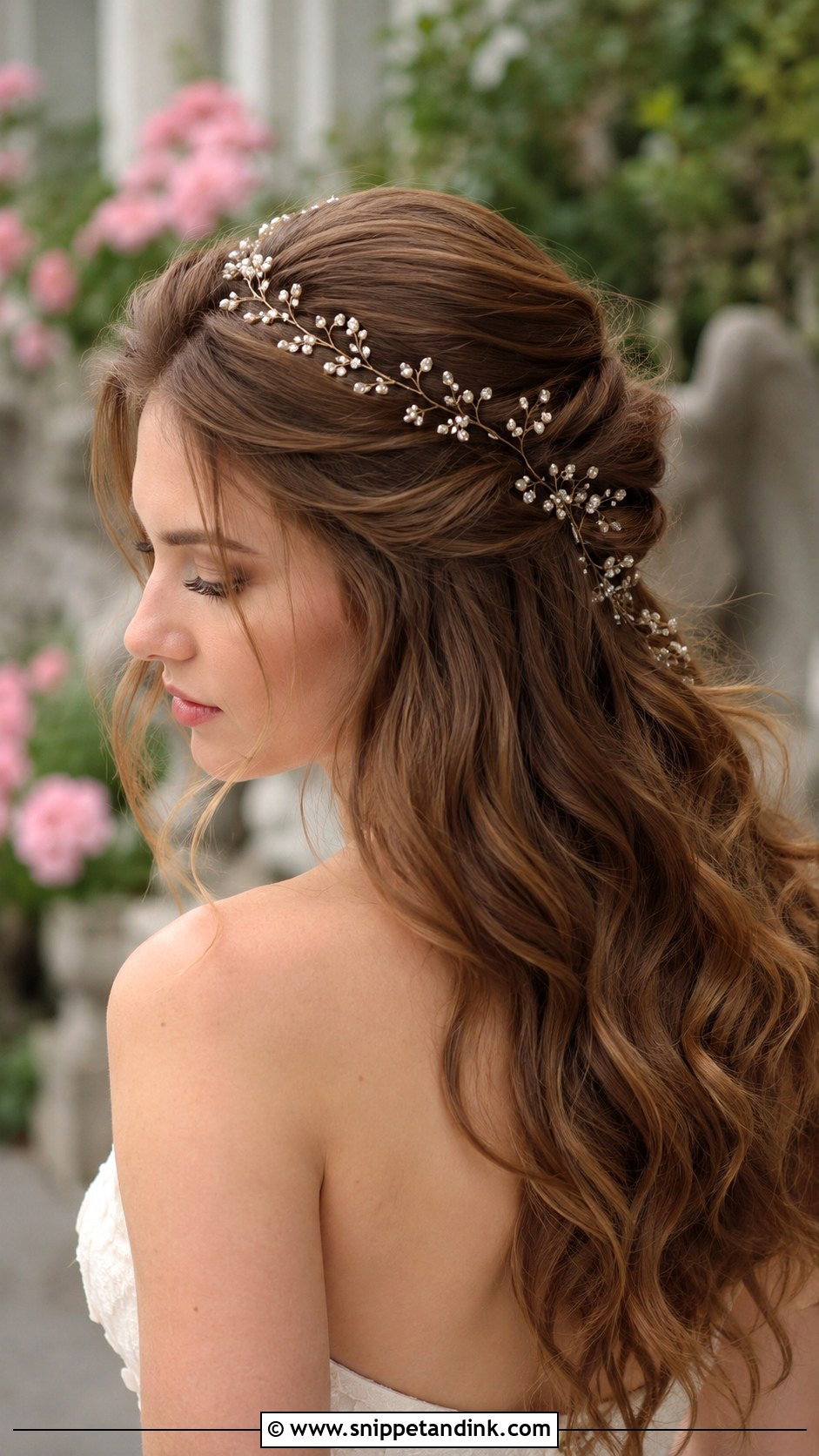 Wavy Hair With Hair Vine - Snippet and Ink - 20 Down Do Wedding Hair Ideas