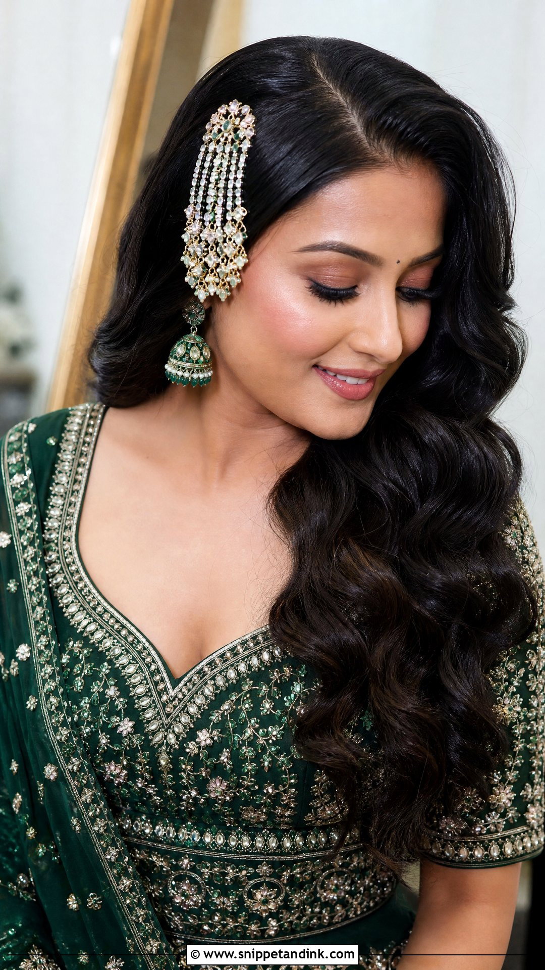 Wavy Hair With Passa - Snippet and Ink - 20 Punjabi Bride Hairstyle Ideas