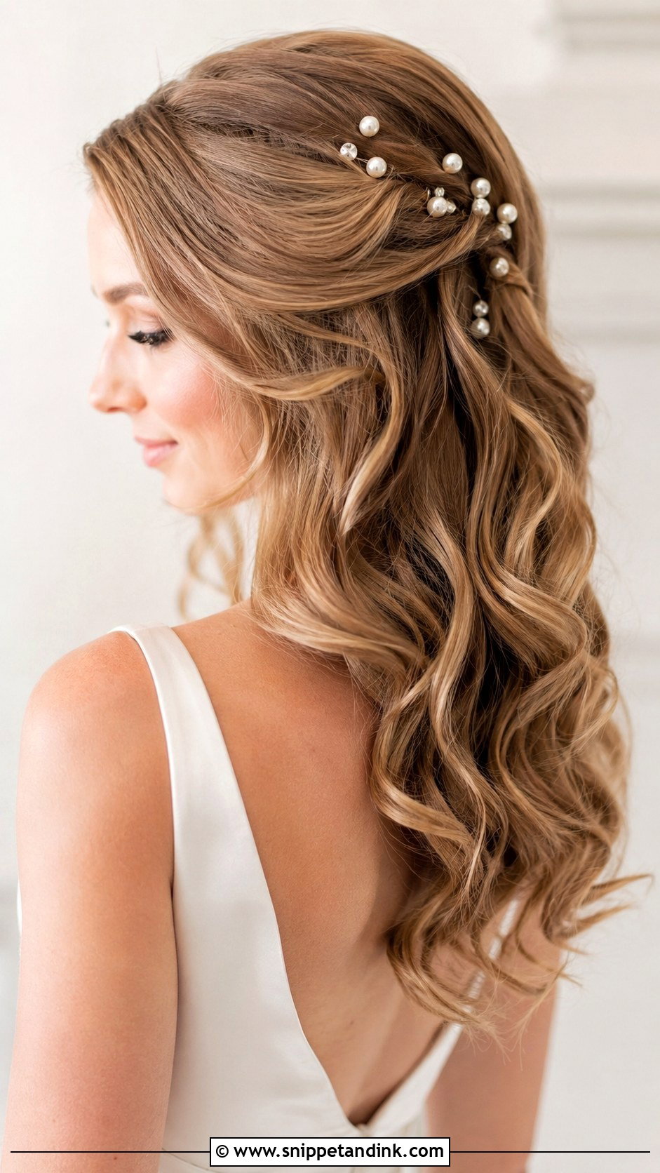 Wavy Hair With Pearl Hair Pins - Snippet and Ink - 20 Long Wavy Hairstyles for Wedding