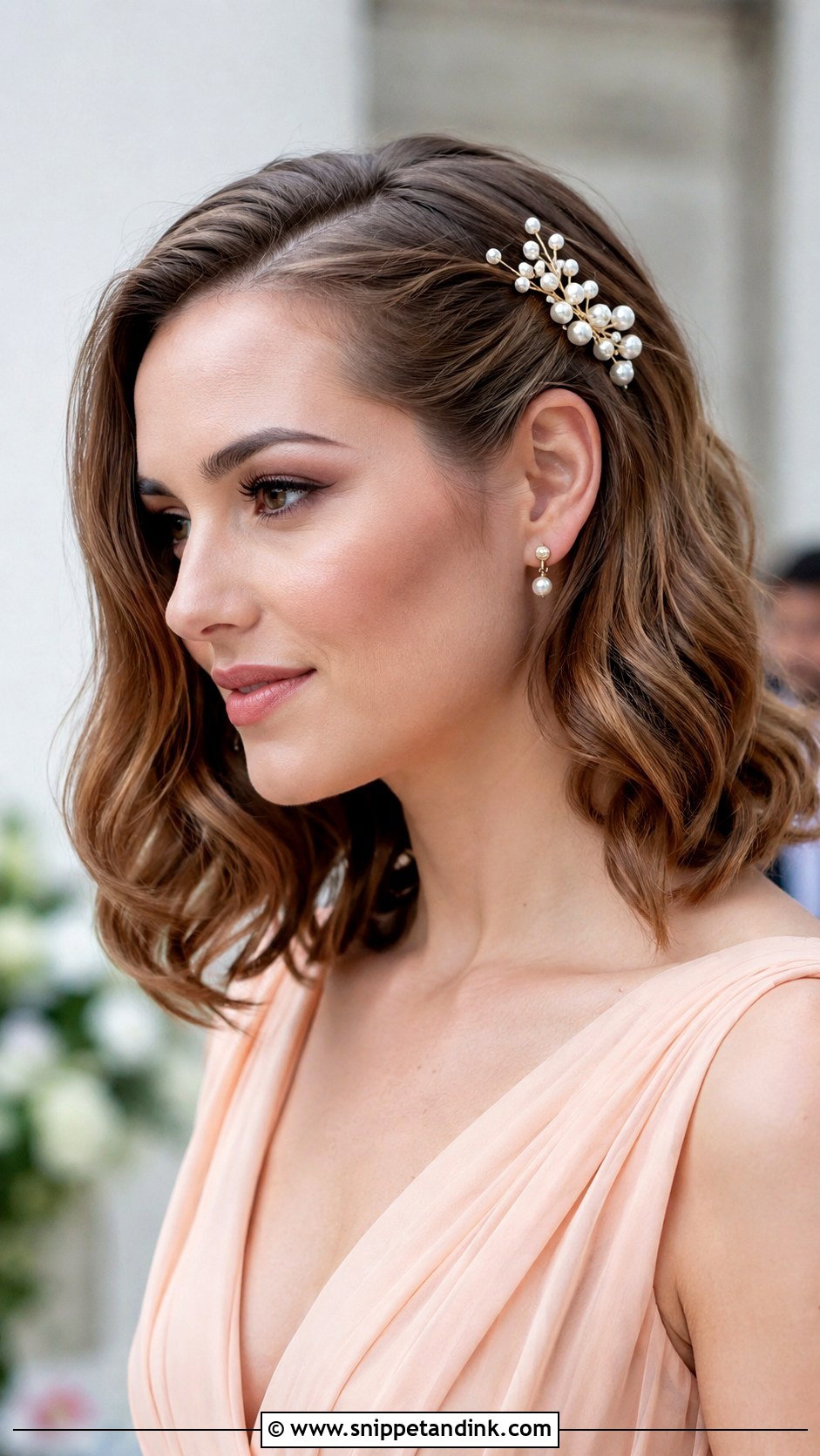 Wavy Hair With Pearl Pins Wedding Guest - Snippet and Ink - 15 Wavy Hairstyles Wedding Guest