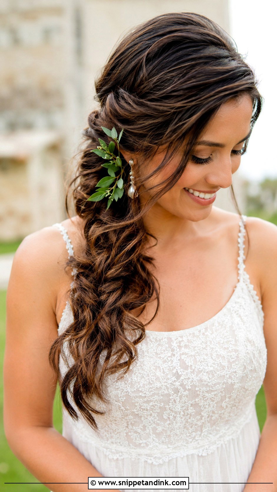 Wavy Hair With Side Braid for Wedding - Snippet and Ink - 25 Wavy Hairstyles for Wedding