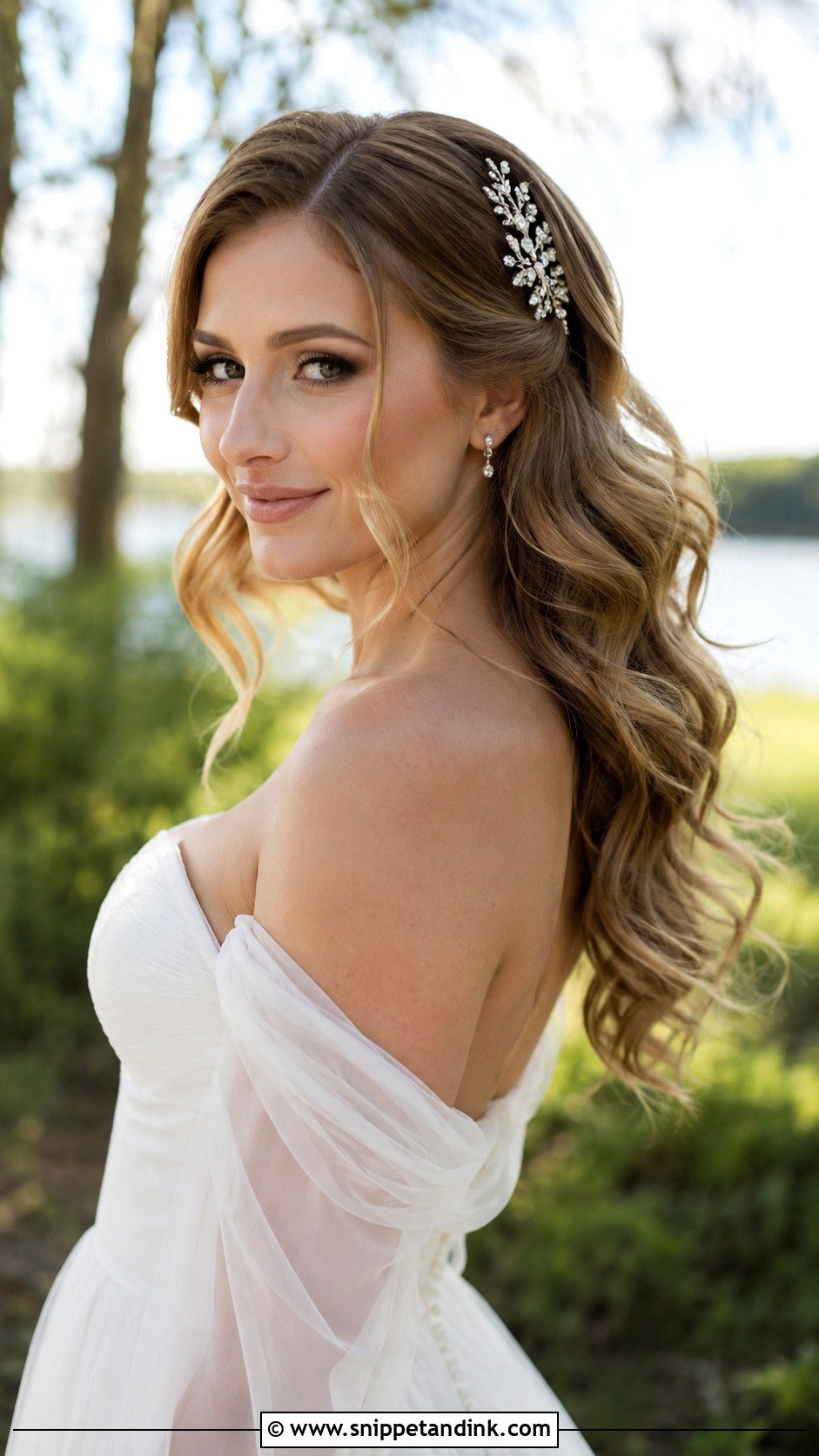 Wavy Hair With Side Comb - Snippet and Ink - 20 Elopement Hairstyles