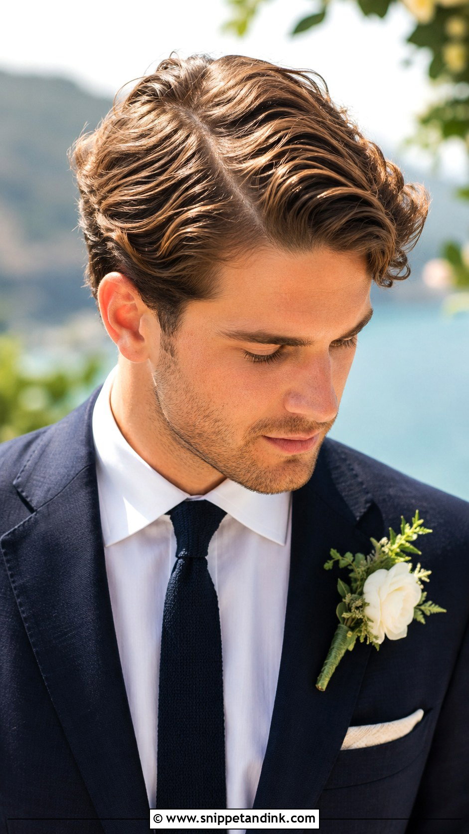 Wavy Hair With Side Part - Snippet and Ink - 25 Wedding Hairstyles for Men
