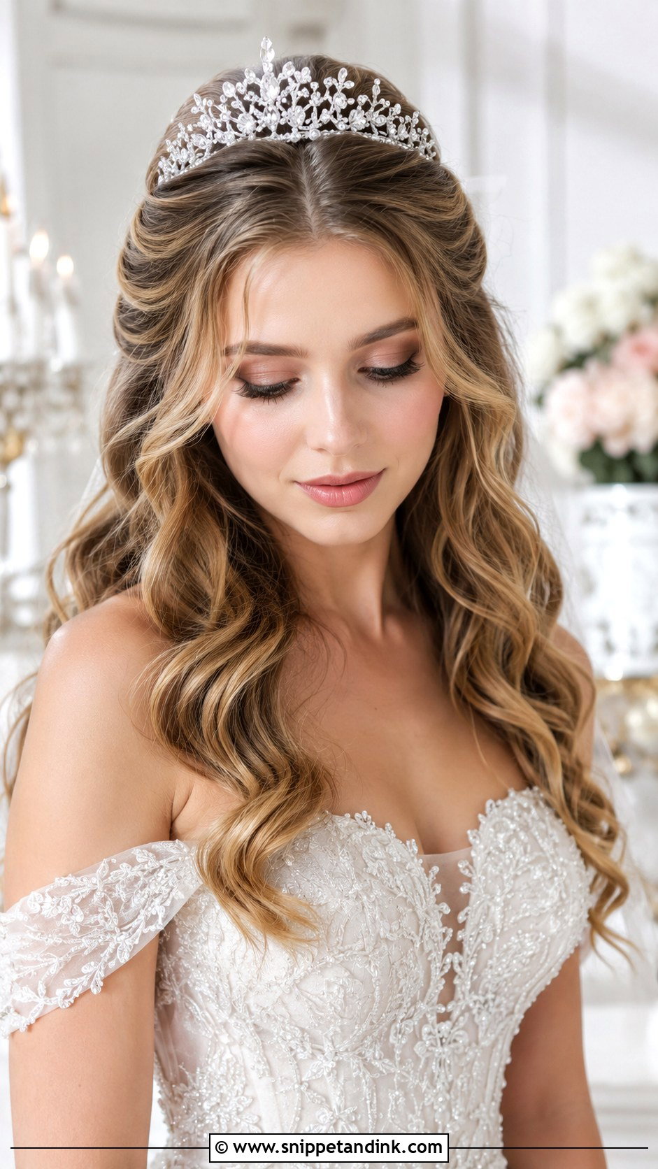 Wavy Hair With Tiara for Wedding - Snippet and Ink - 25 Wavy Hairstyles for Wedding